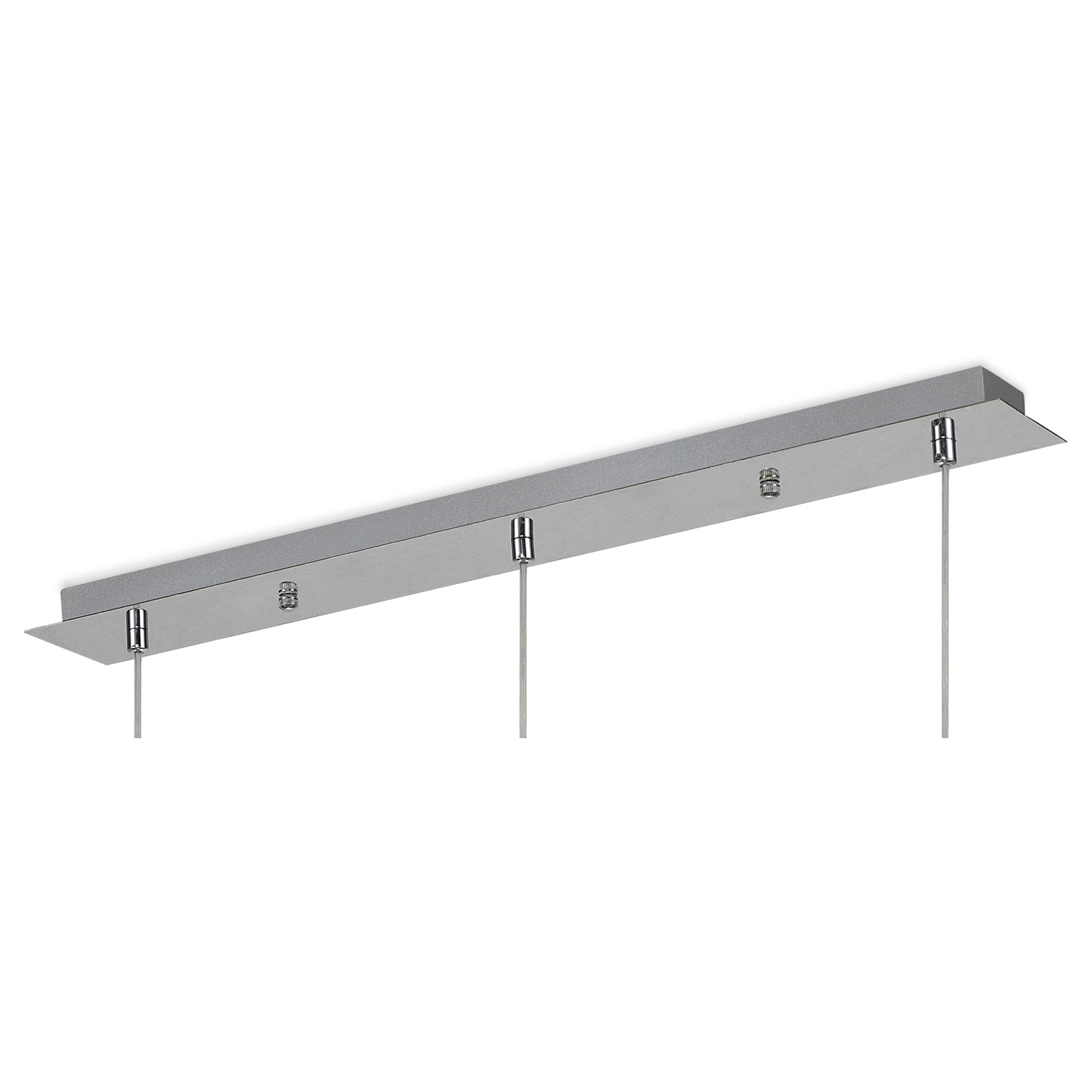 Fabula Tamworth 3 Light Linear Pendant - Round Shades with Inner Frosted Globes - Polished Chrome, Copper & Frosted Glass
