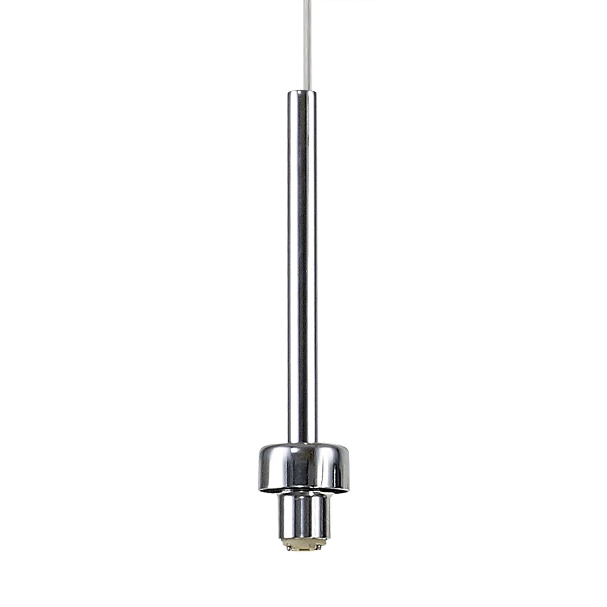 Fabula Tamworth 6 Light Linear Pendant - Round Shades with Inner Frosted Globes - Polished Chrome, Clear & Frosted Glass