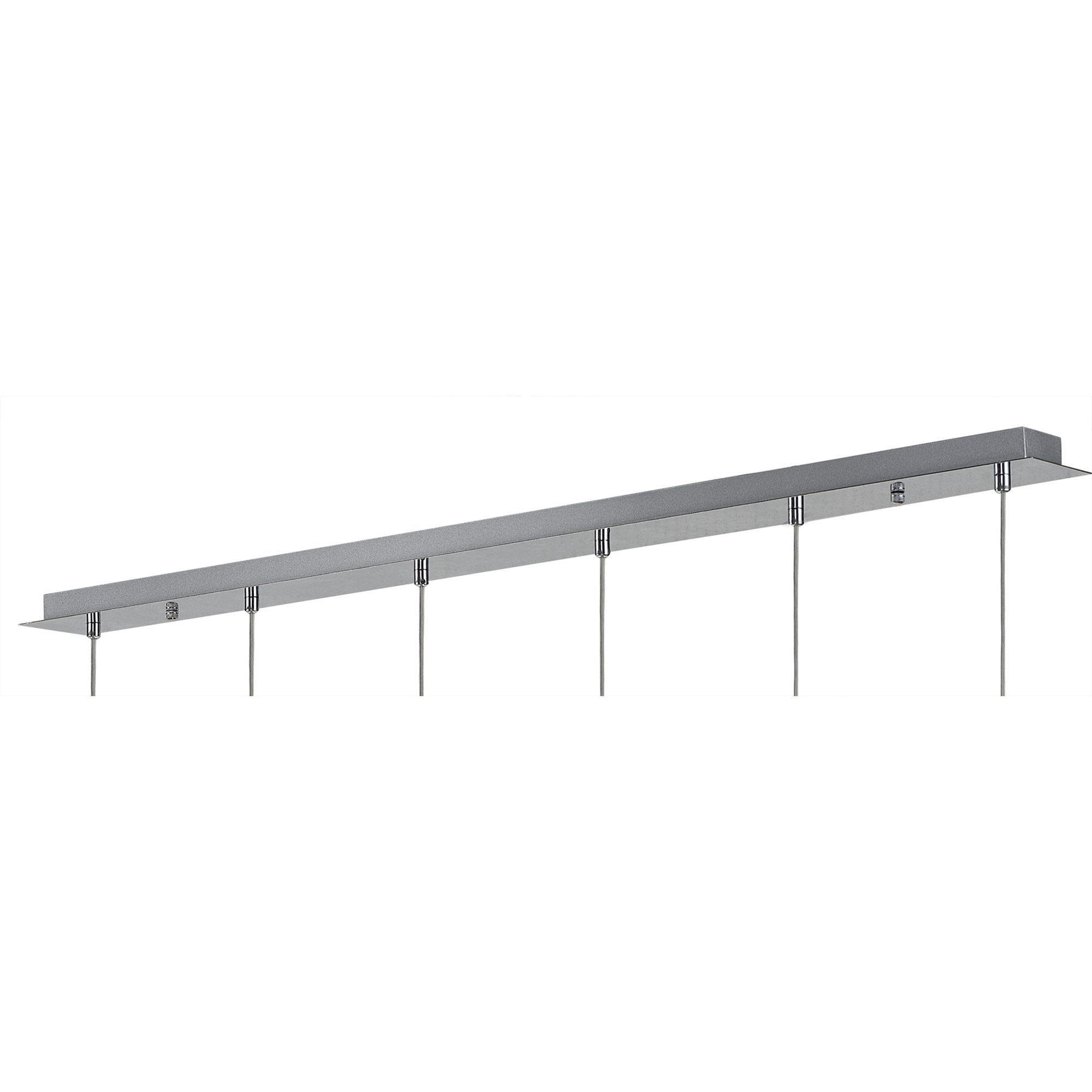 Fabula Tamworth 6 Light Linear Pendant - Round Shades with Inner Frosted Globes - Polished Chrome, Smoked & Frosted Glass