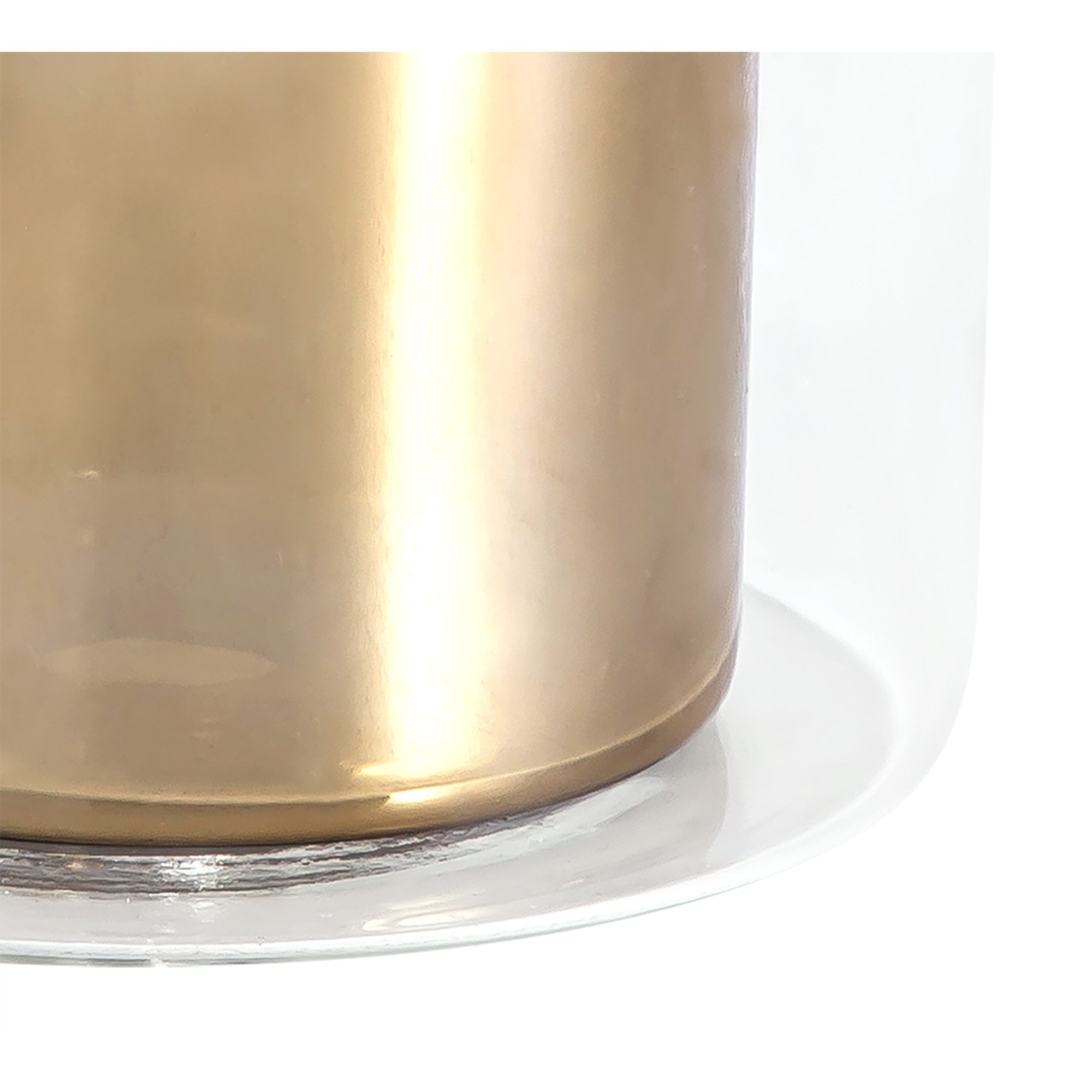 Fabula Tamworth 6 Light Linear Pendant - Medium Cylinder Shades with Clear Outer Glass - Polished Chrome, Gold & Clear Glass