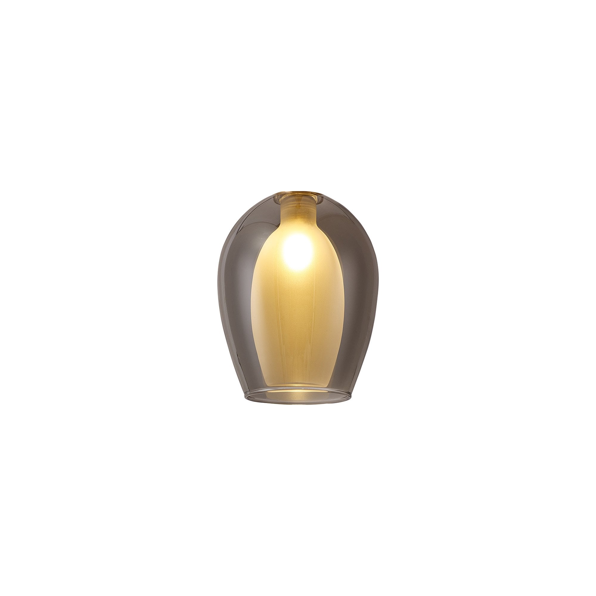 Fabula Tamworth Single Pendant - Wine Glass Shade with Inner Frosted Glass - French Gold, Smoked & Frosted Glass
