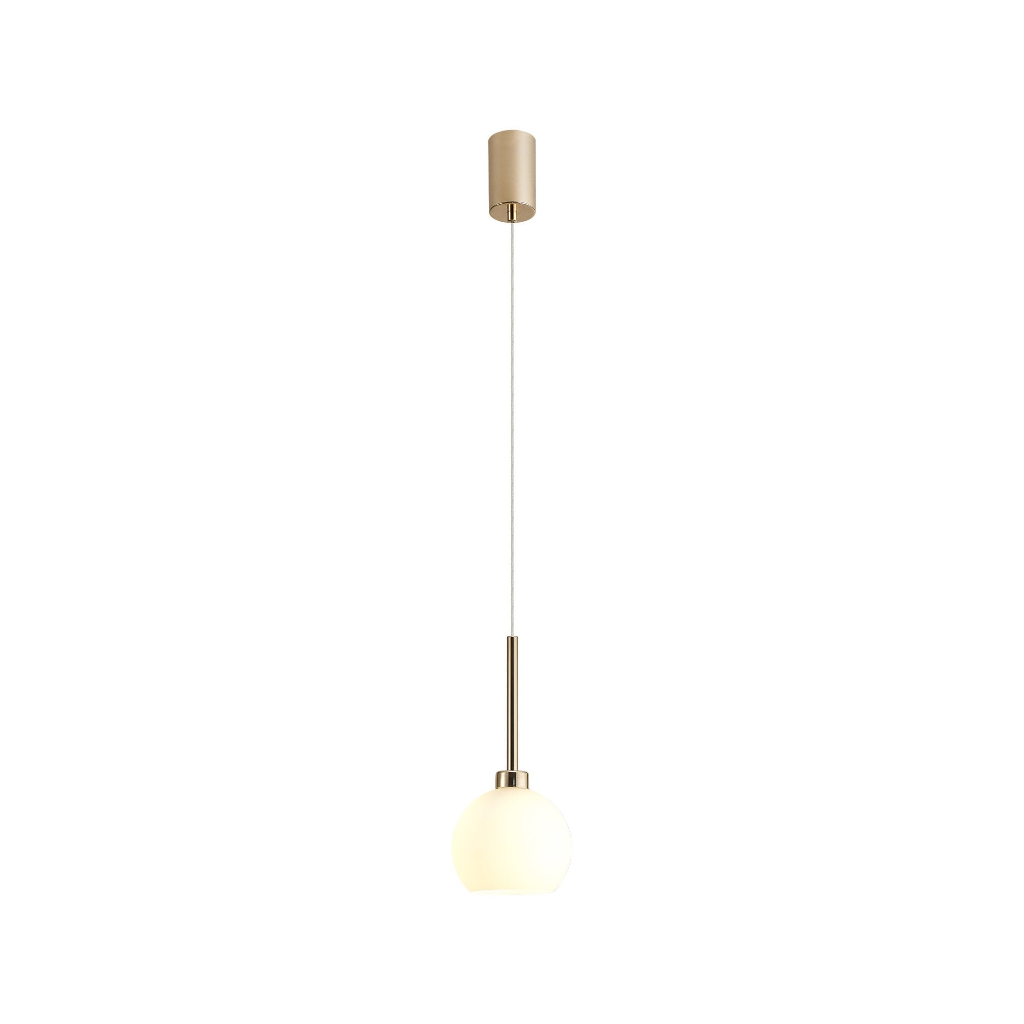 Fabula Tamworth Single Pendant - Round Open Mouth Shade - French Gold & Opal Glass