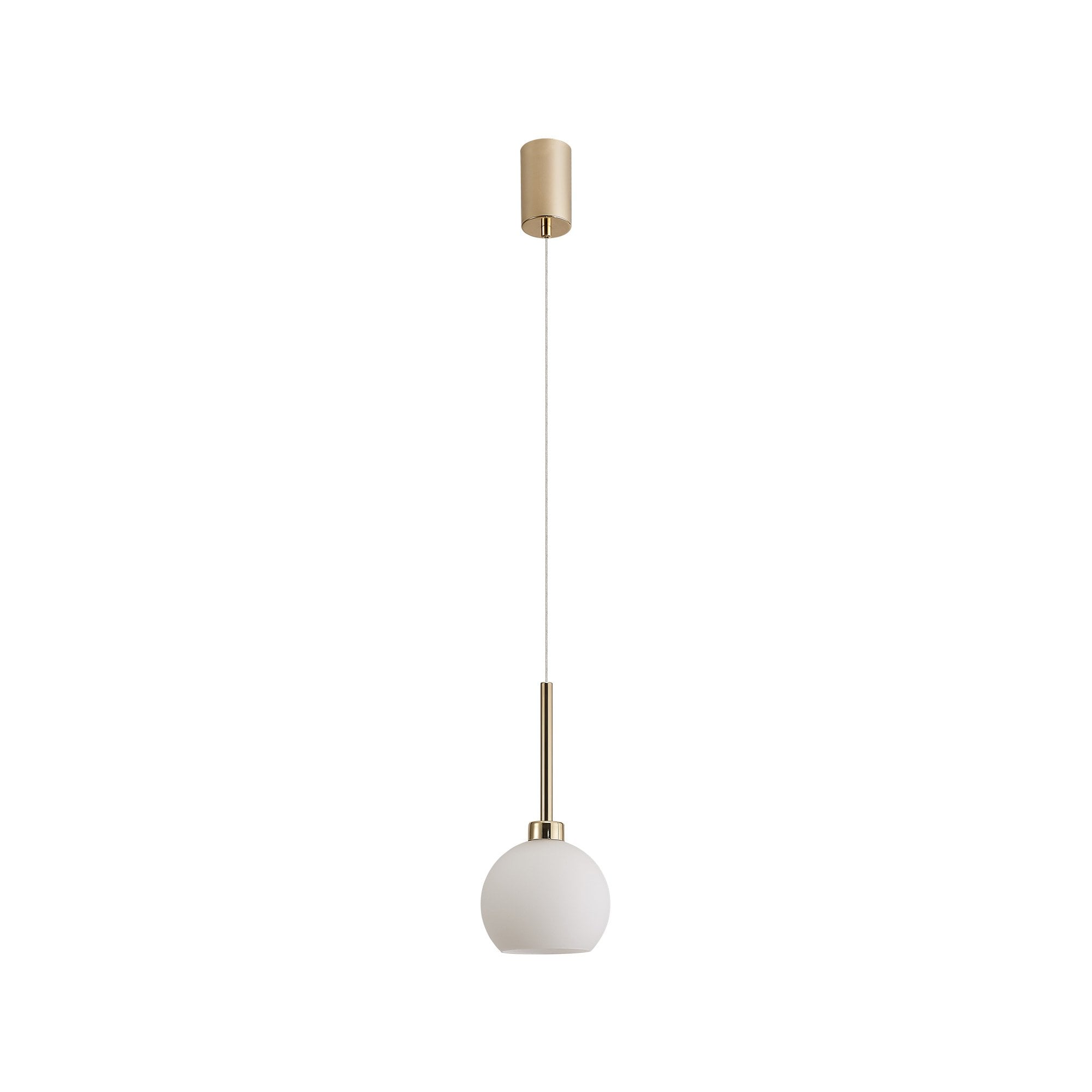 Fabula Tamworth Single Pendant - Round Open Mouth Shade - French Gold & Opal Glass