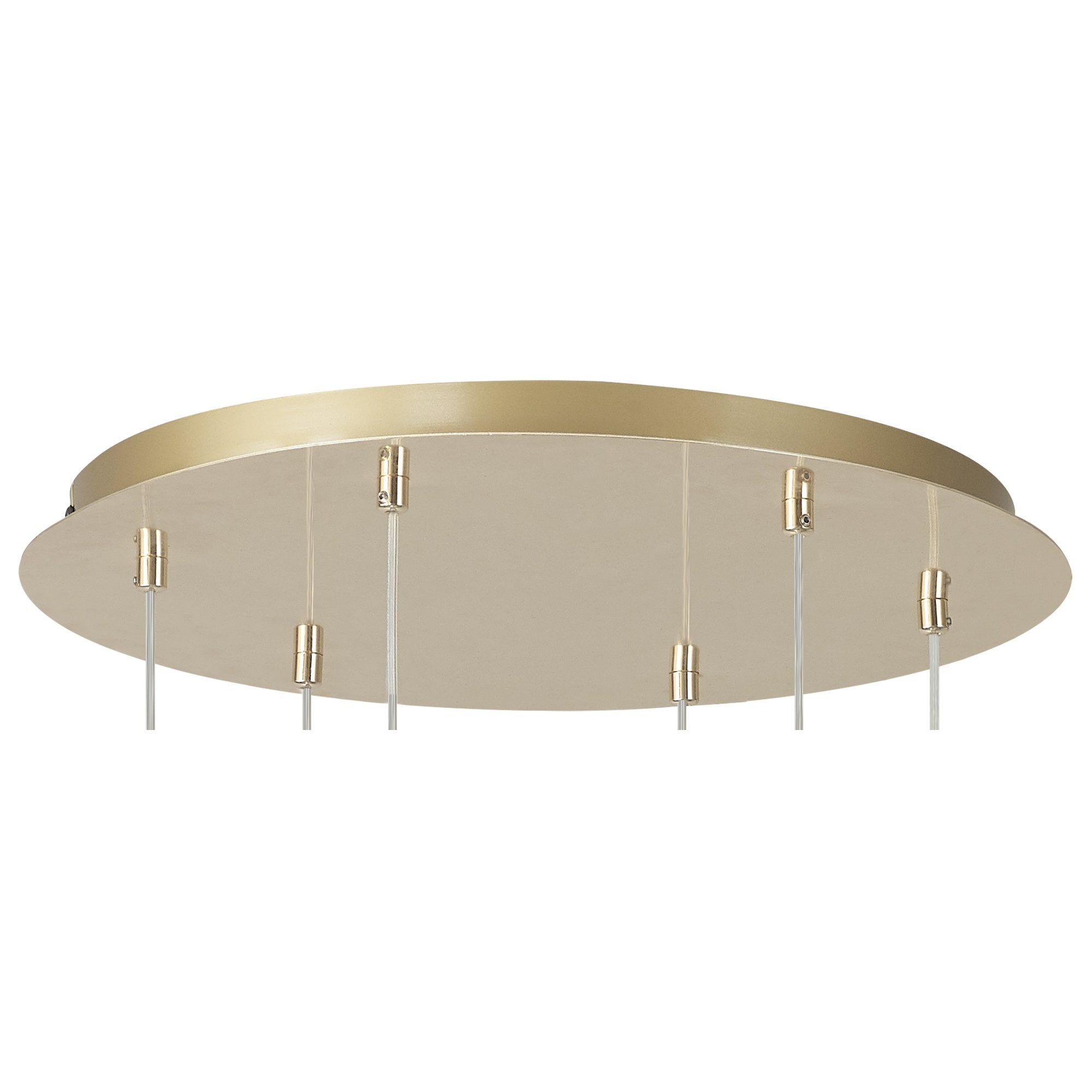 Fabula Tamworth 6 Light Round Pendant - Round Shades with Inner Frosted Globes - French Gold, Clear & Frosted Glass
