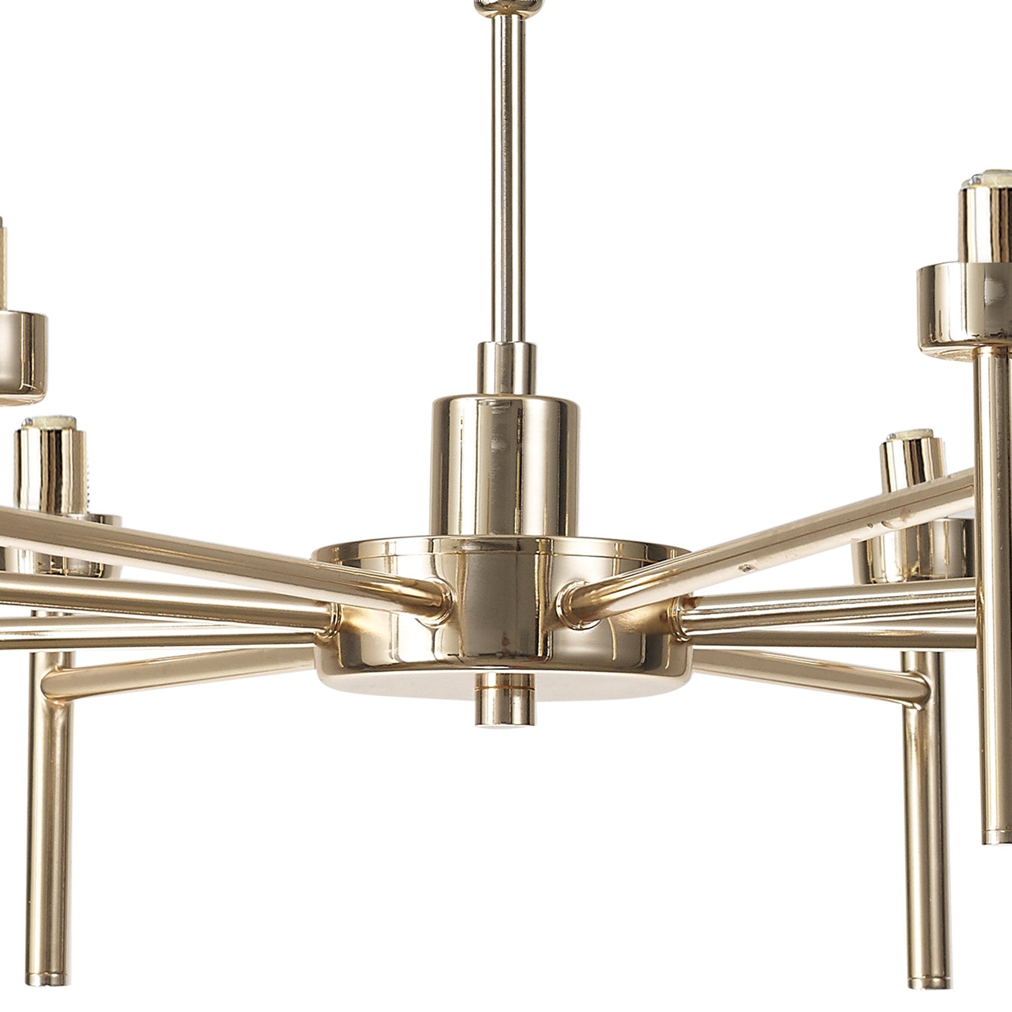 Fabula Tamworth 8 Light Telescopic Semi Flush - Round Shades with Inner Frosted Globes - French Gold, Clear & Frosted Glass