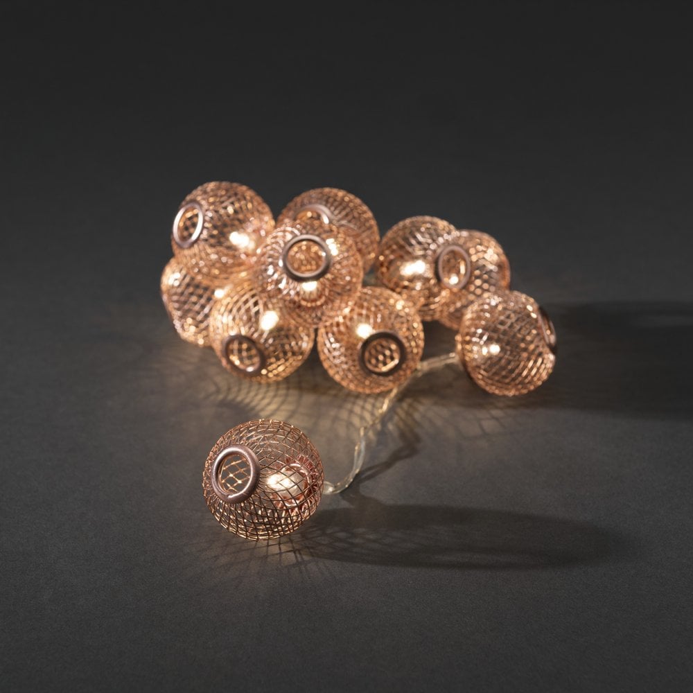 Konstsmide Festoon 0.9m Decorative Light Set - 10 LED Balls - Copper - Battery Operated