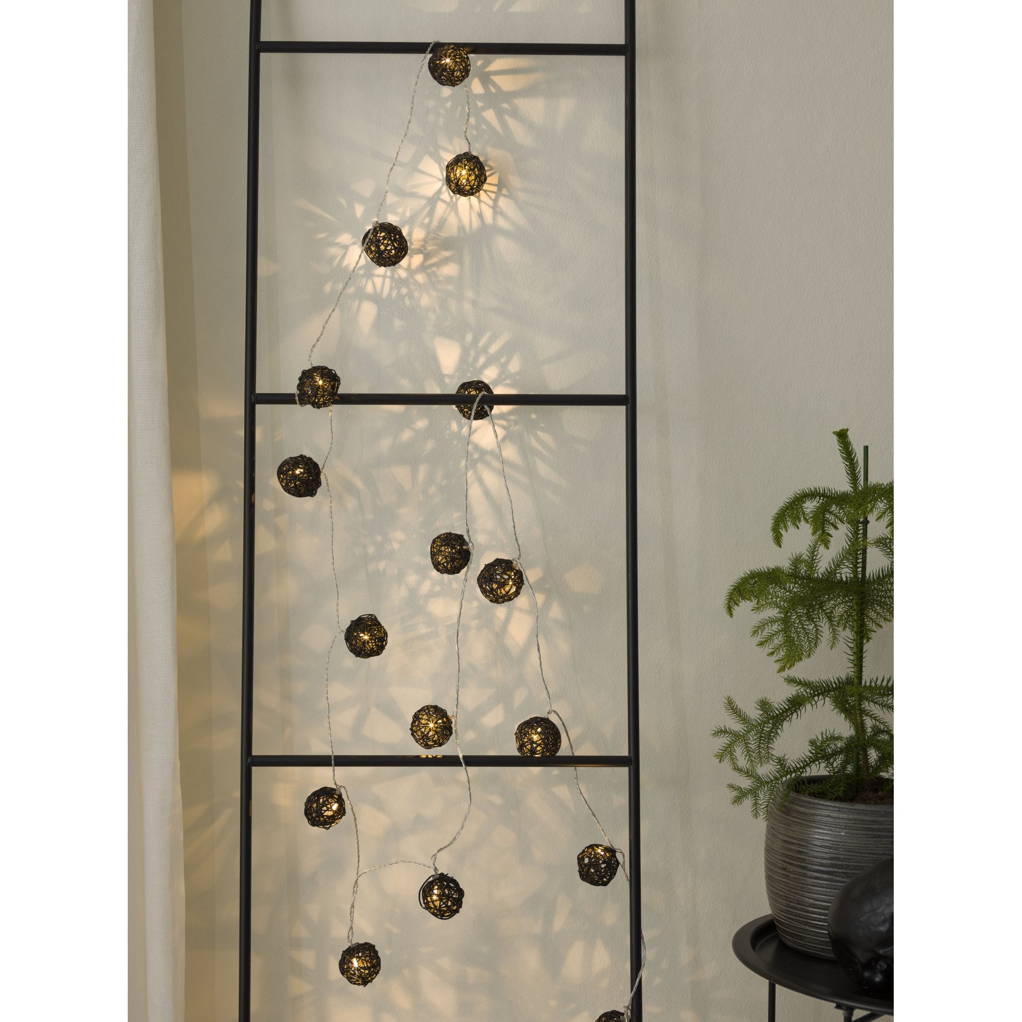 Konstsmide Festoon 3m Decorative Light Set - 16 LED Braided Balls - Black