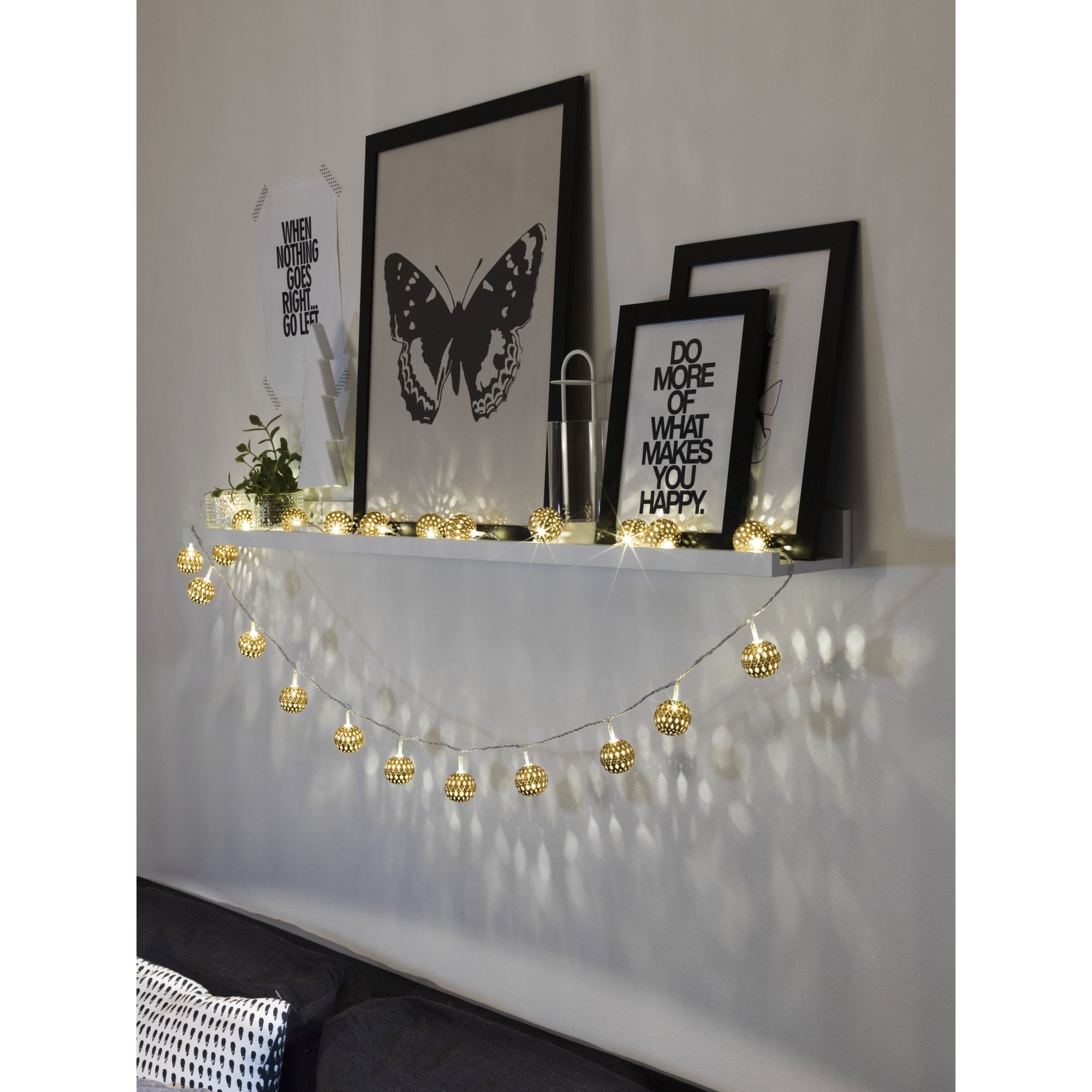 Konstsmide Festoon 3m Decorative Light Set - 24 LED Metal Balls - Gold