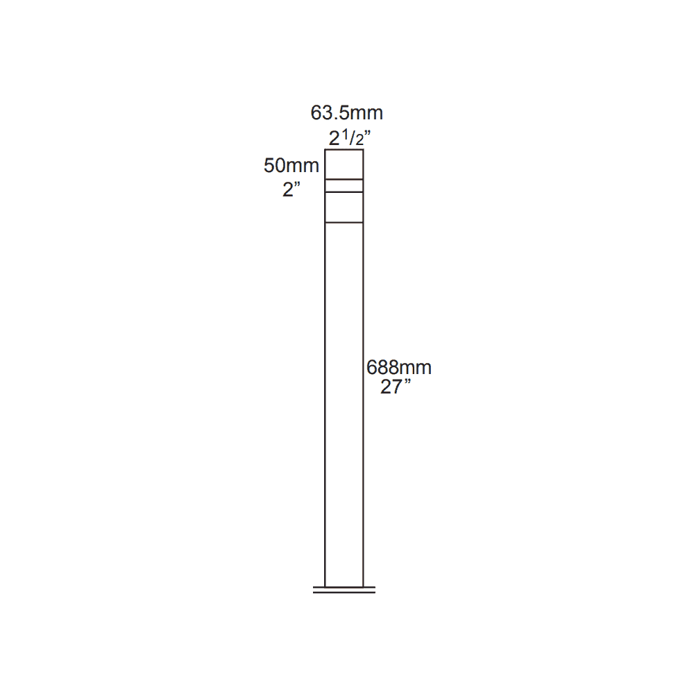 Hunza Bollard 700mm GU10 (90mm Flange Mounted) - Powder Coat - Mains