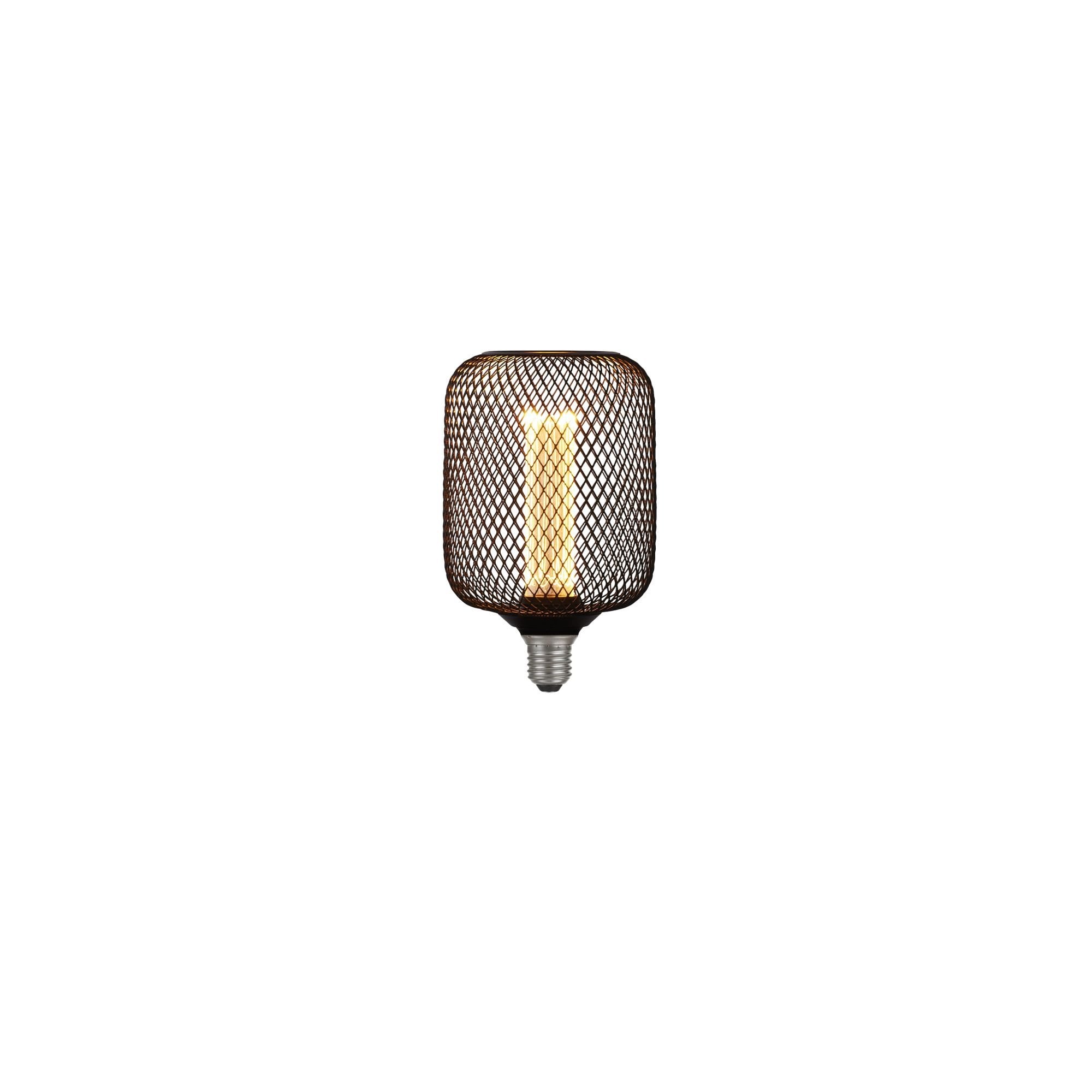 Searchlight E27 LED 3.5W Wire Mesh Effect Drum Lamp - 1800K - Dimmable - Black Metal