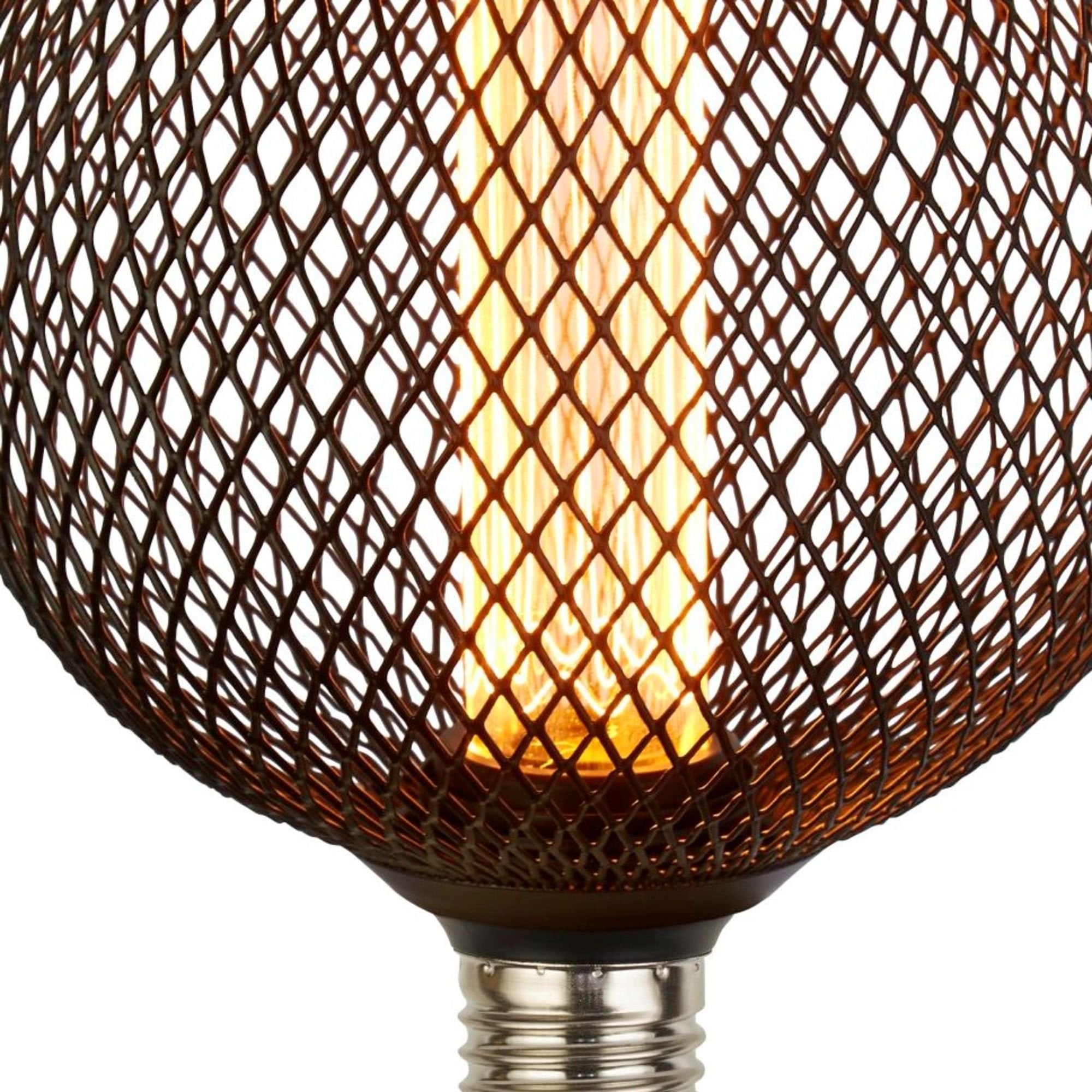 Searchlight E27 LED 3.5W Wire Mesh Effect Globe Lamp - 1800K - Dimmable - Black Metal