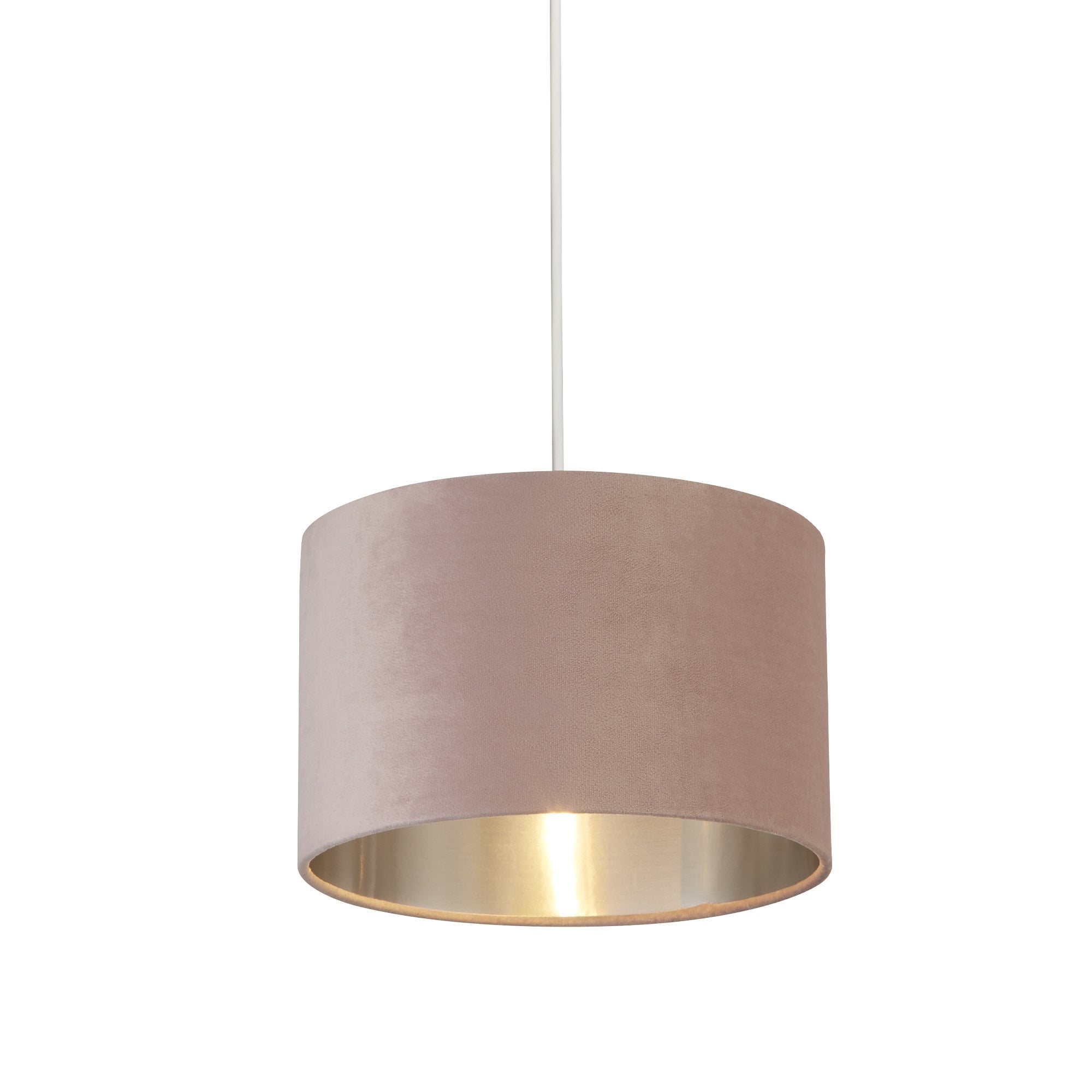 Searchlight Drum Shade - 28cm - Pink Velvet with Silver Inner - Shade Only