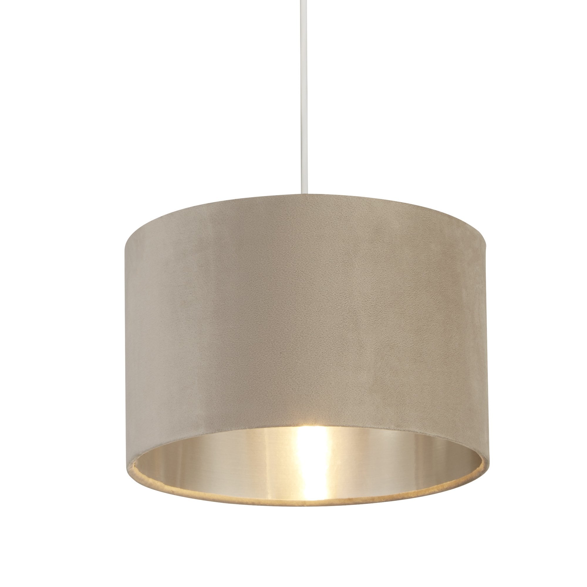 Searchlight Drum Shade - 28cm - Taupe Velvet with Silver Inner - Shade Only