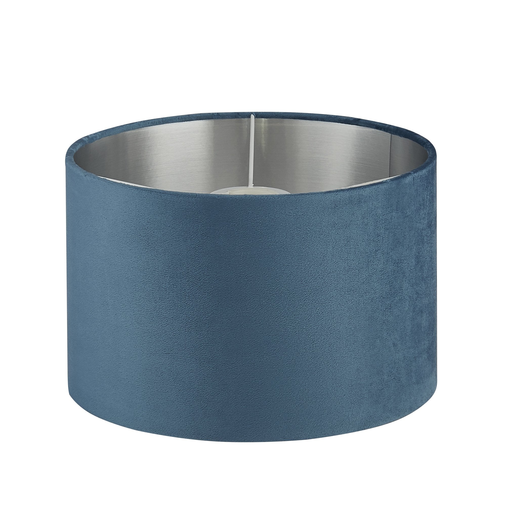 Searchlight Drum Shade - 28cm - Teal Velvet with Silver Inner - Shade Only