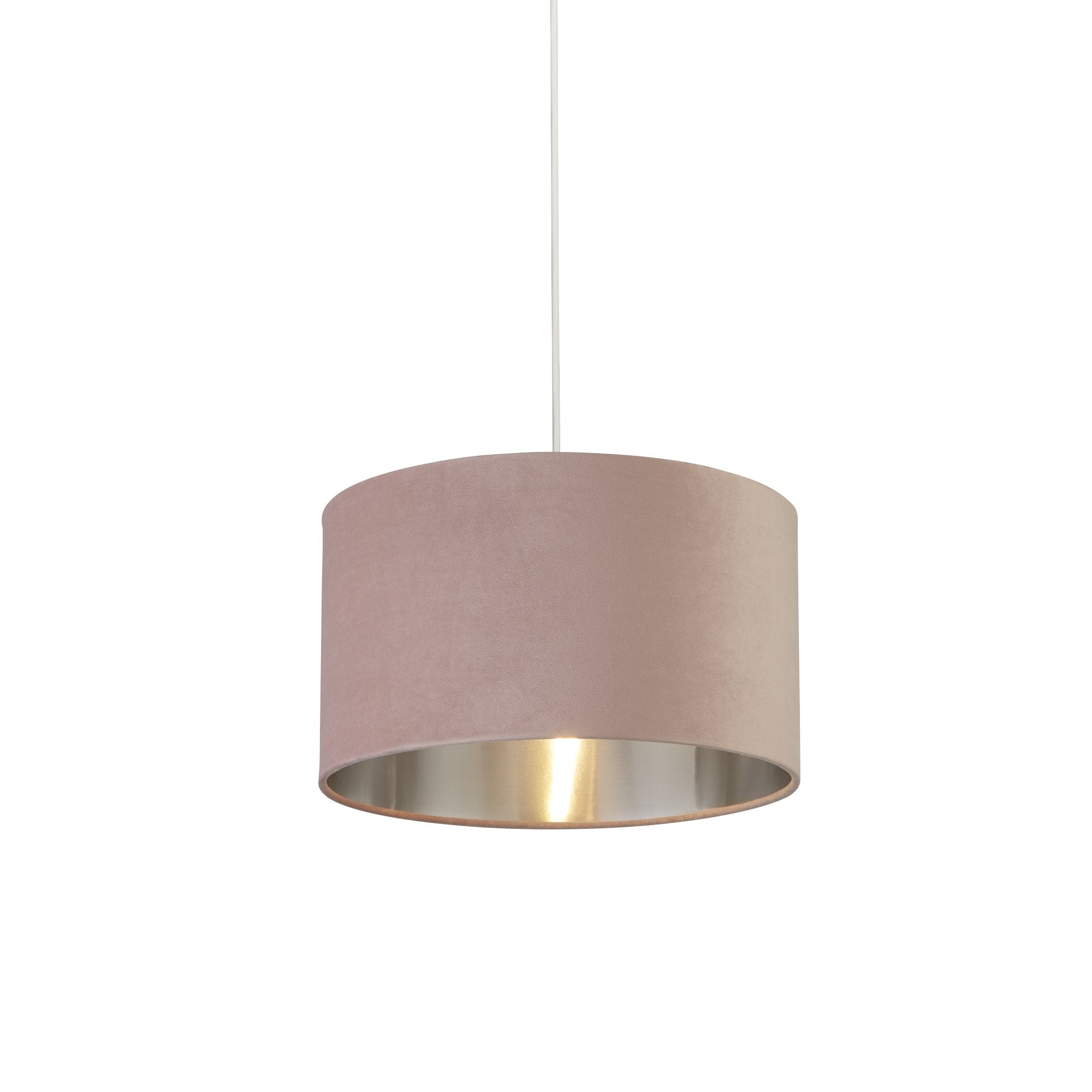 Searchlight Drum Shade - 38cm - Pink Velvet with Silver Inner - Shade Only