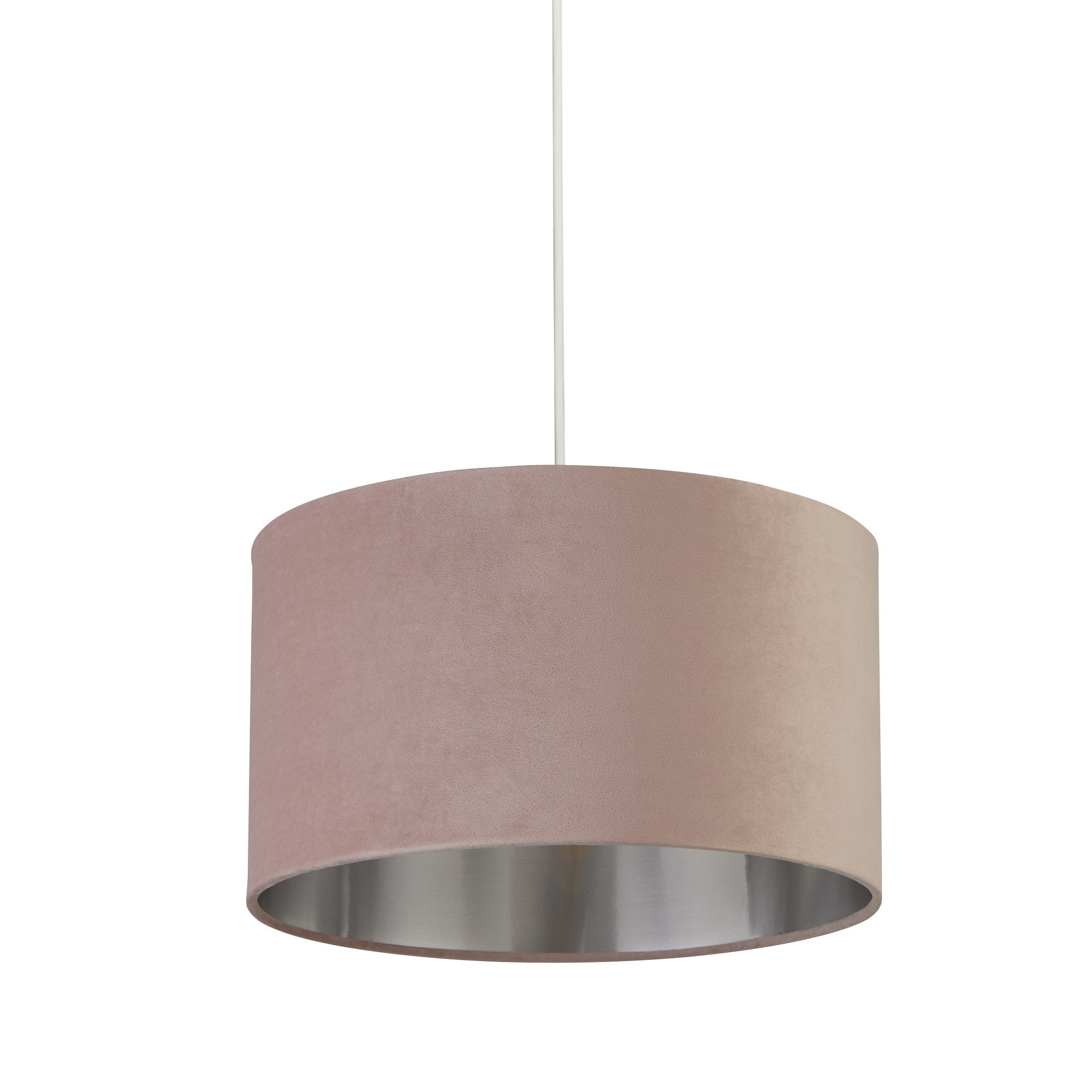 Searchlight Drum Shade - 38cm - Pink Velvet with Silver Inner - Shade Only