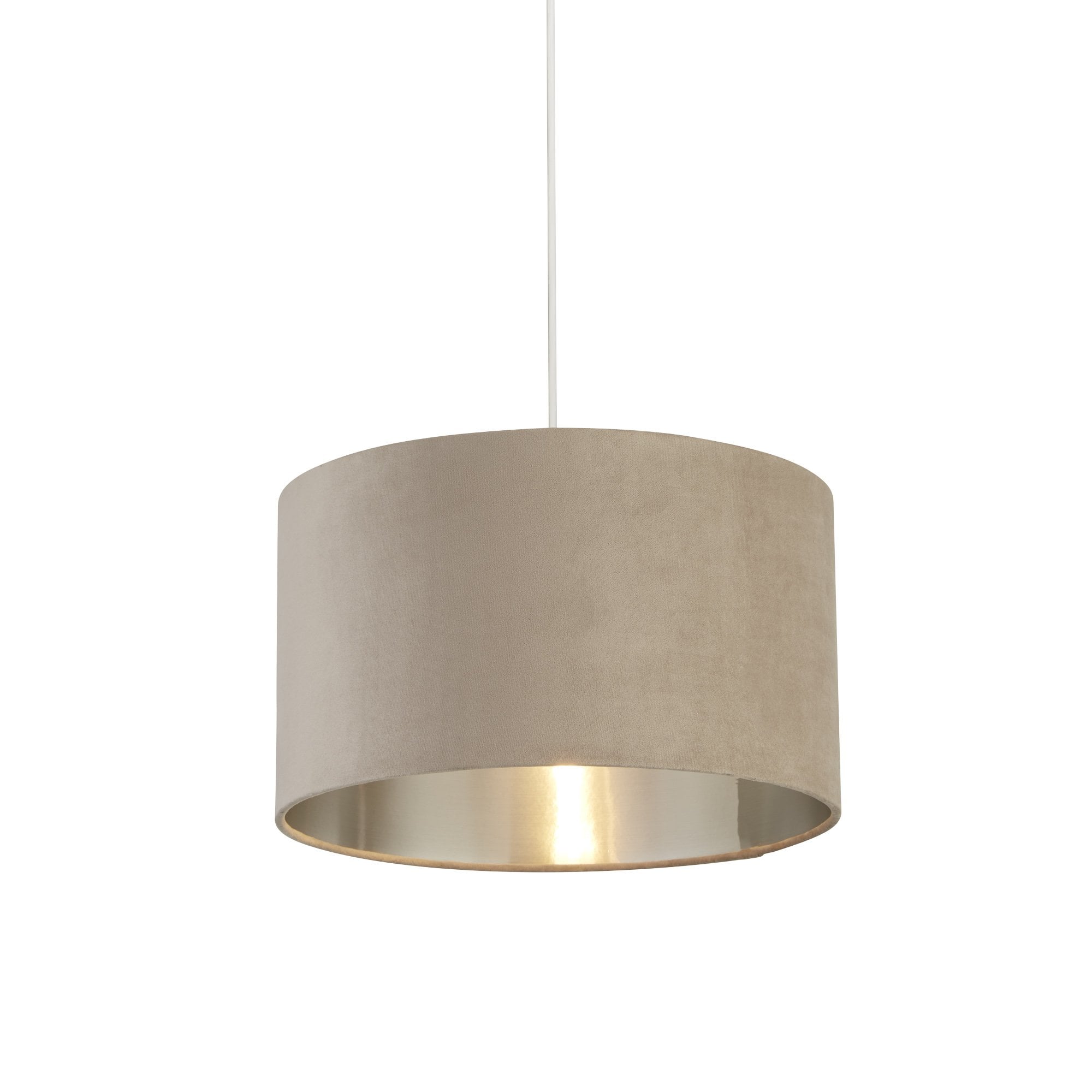 Searchlight Drum Shade - 38cm - Taupe Velvet with Silver Inner - Shade Only