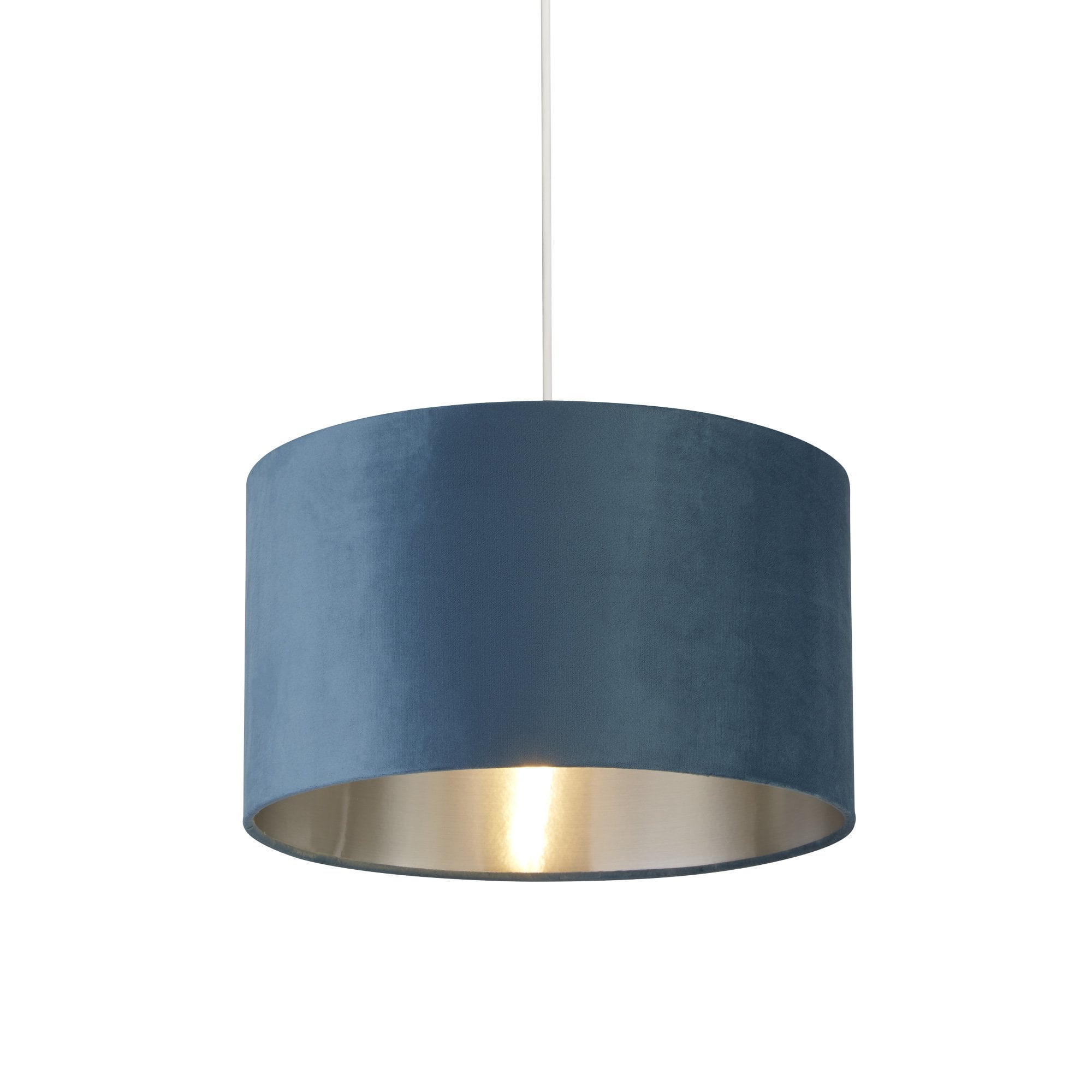Searchlight Drum Shade - 38cm - Teal Velvet with Silver Inner - Shade Only