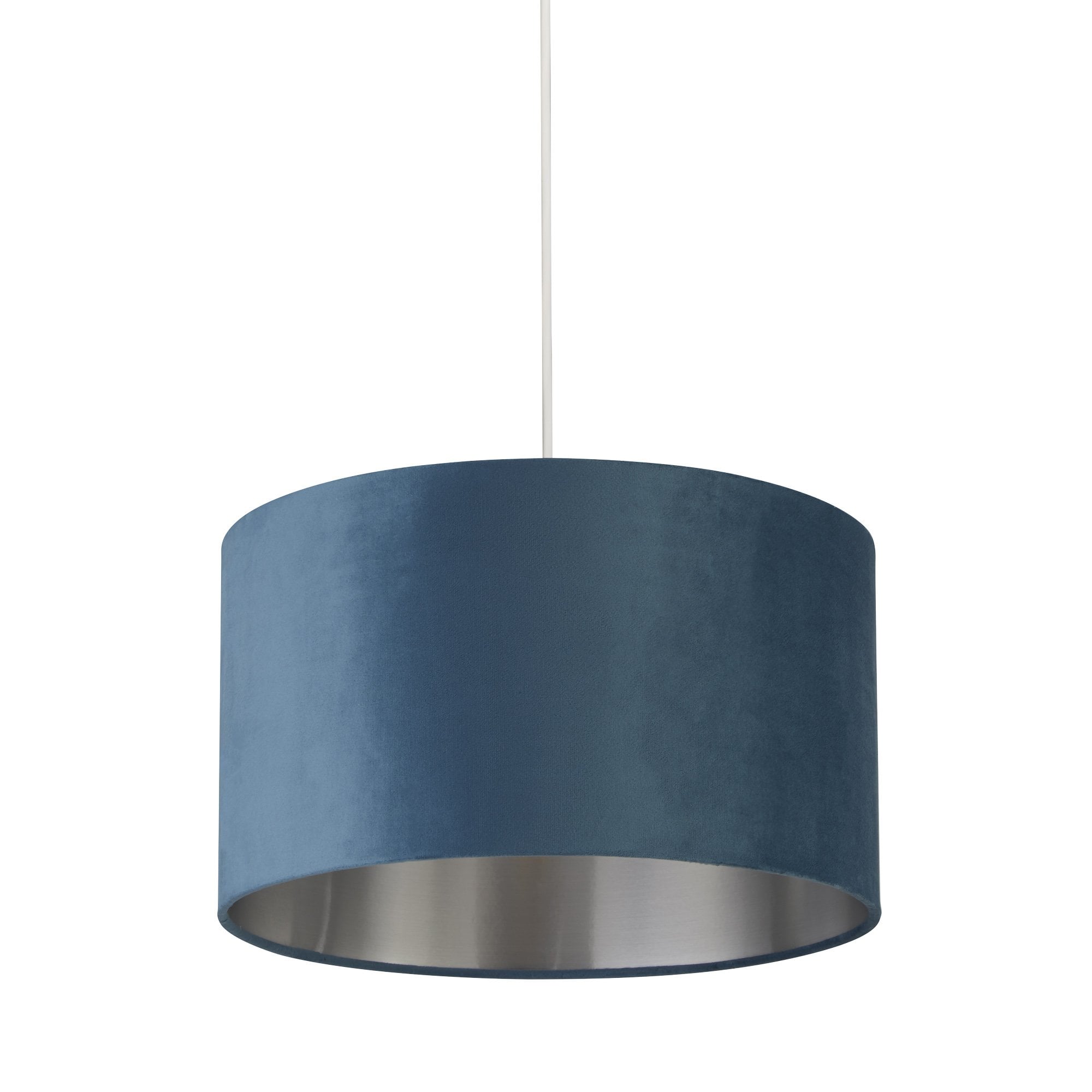 Searchlight Drum Shade - 38cm - Teal Velvet with Silver Inner - Shade Only
