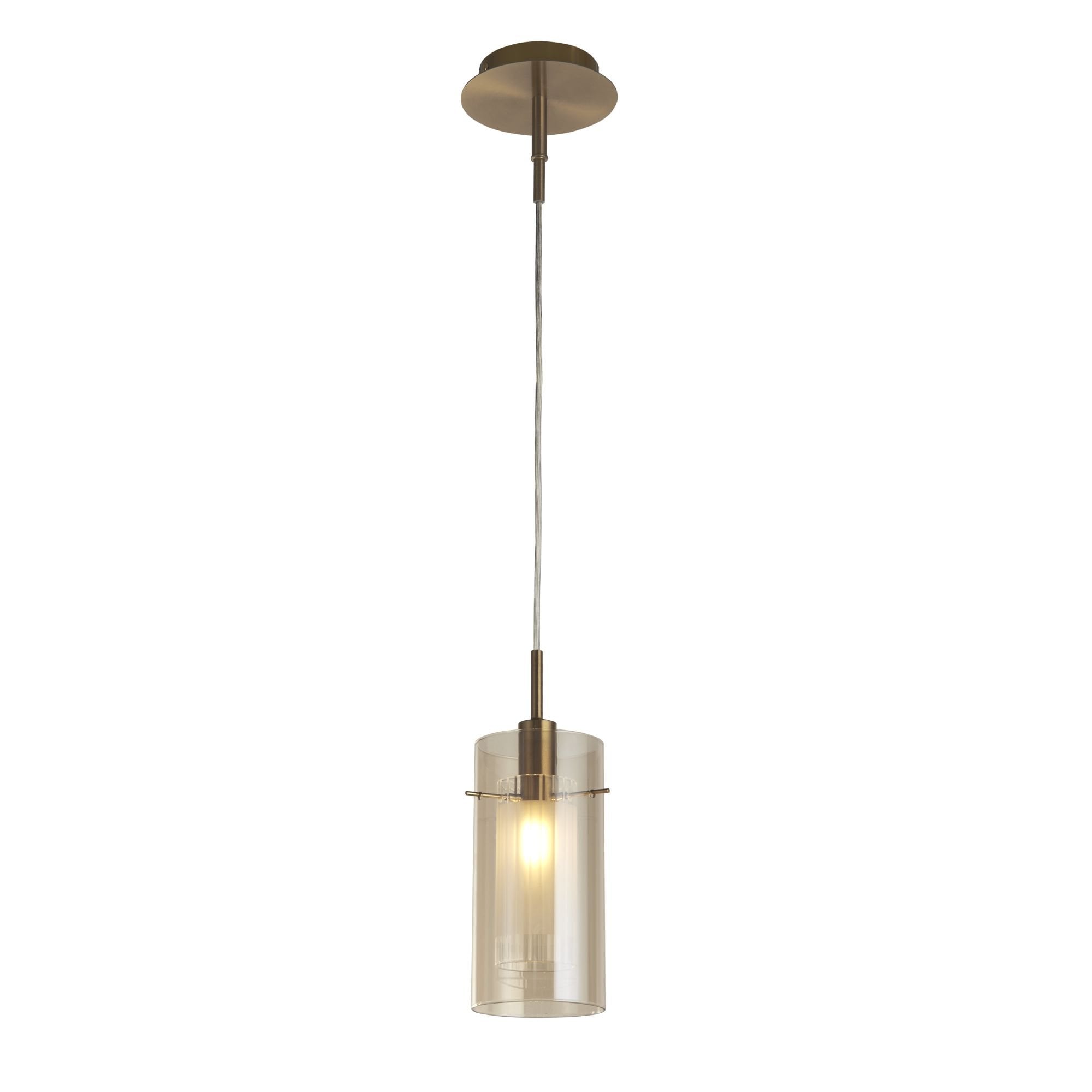 Searchlight Dawson III Pendant - Bronze Metal & Champagne Glass