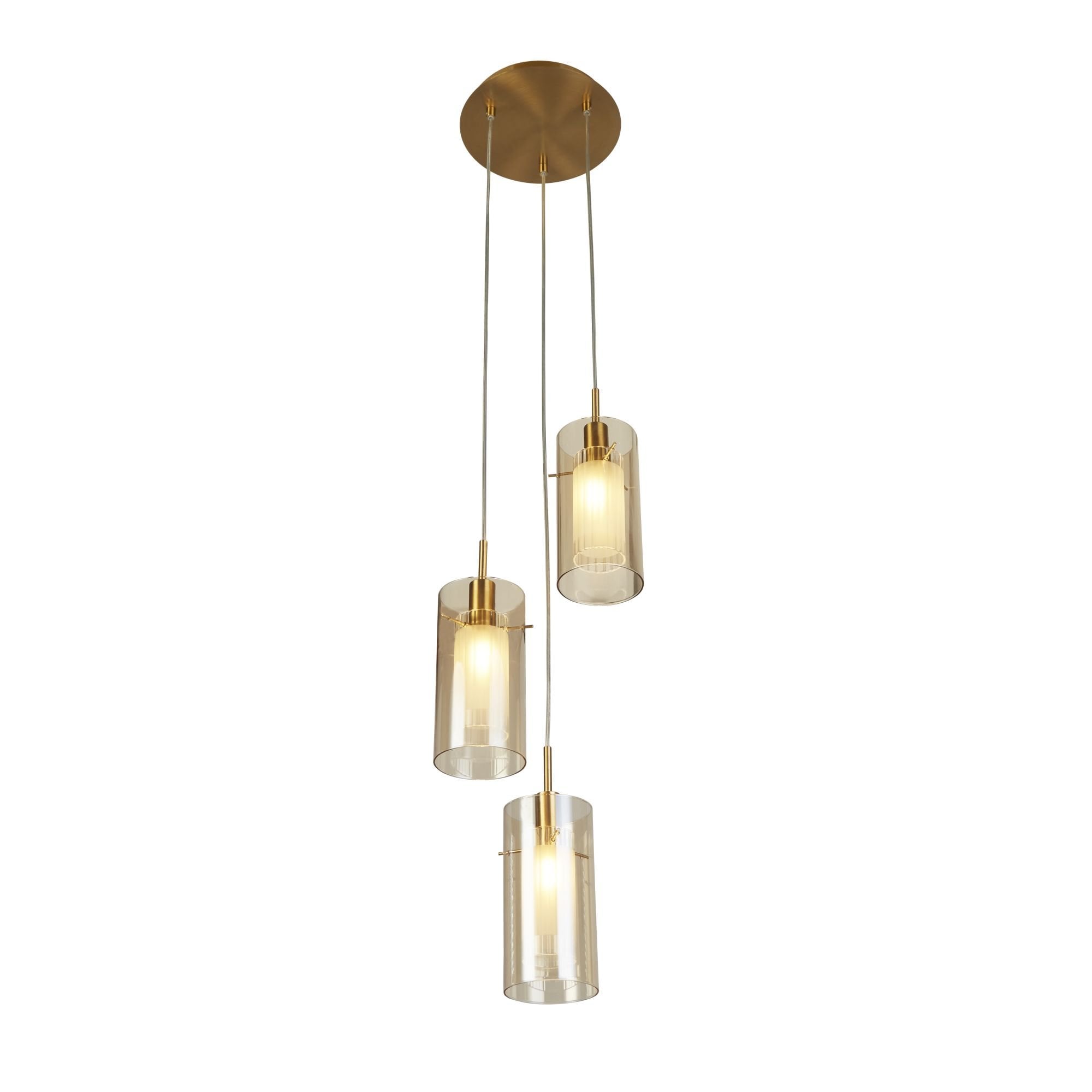 Searchlight Dawson III 3 Light Multi-Drop - Bronze Metal & Champagne Glass