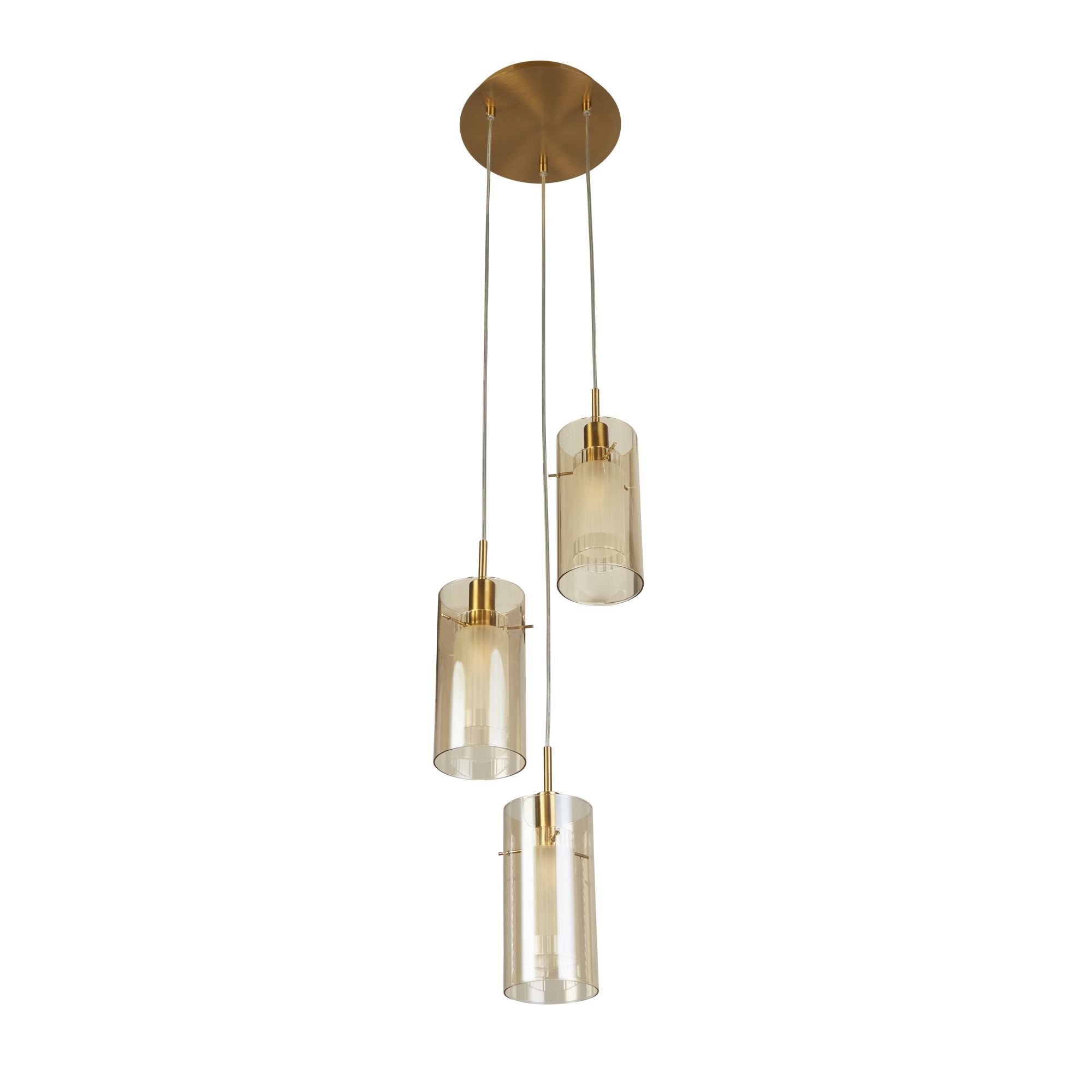 Searchlight Dawson III 3 Light Multi-Drop - Bronze Metal & Champagne Glass