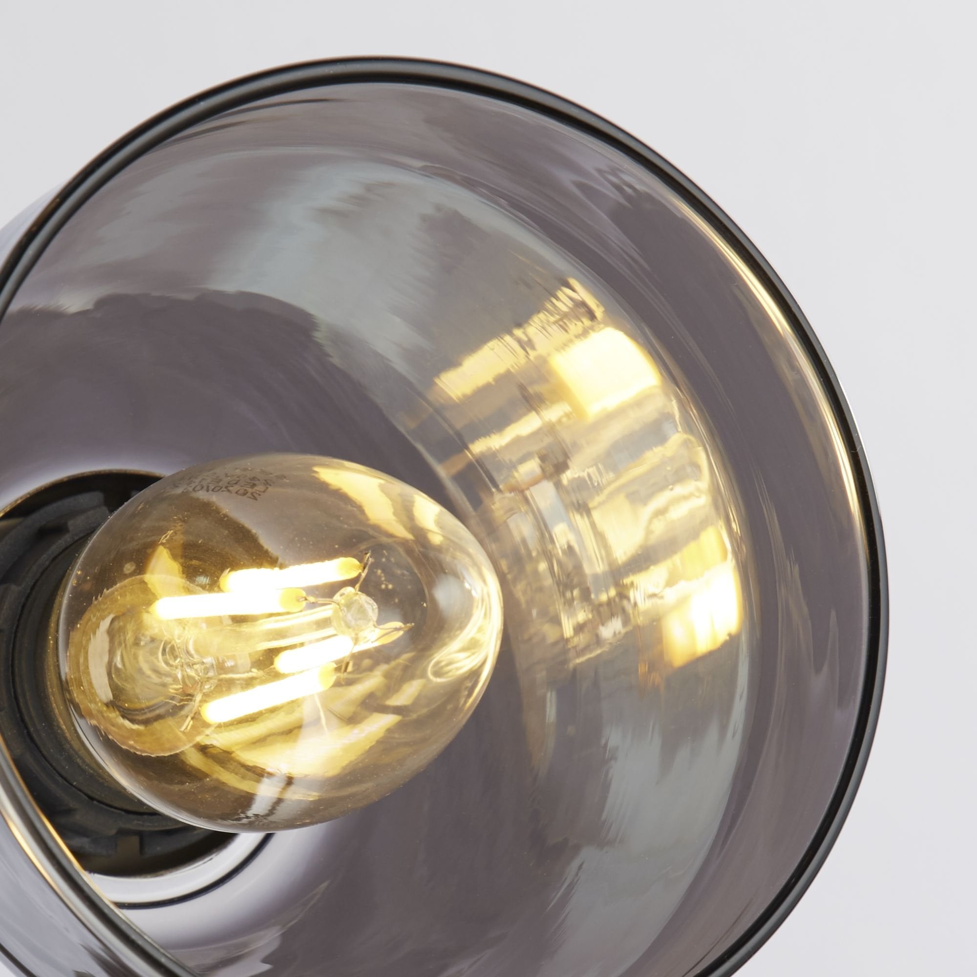 Searchlight Westfield 3 Light Floor Lamp - Black, Satin Brass Metal & Smoked