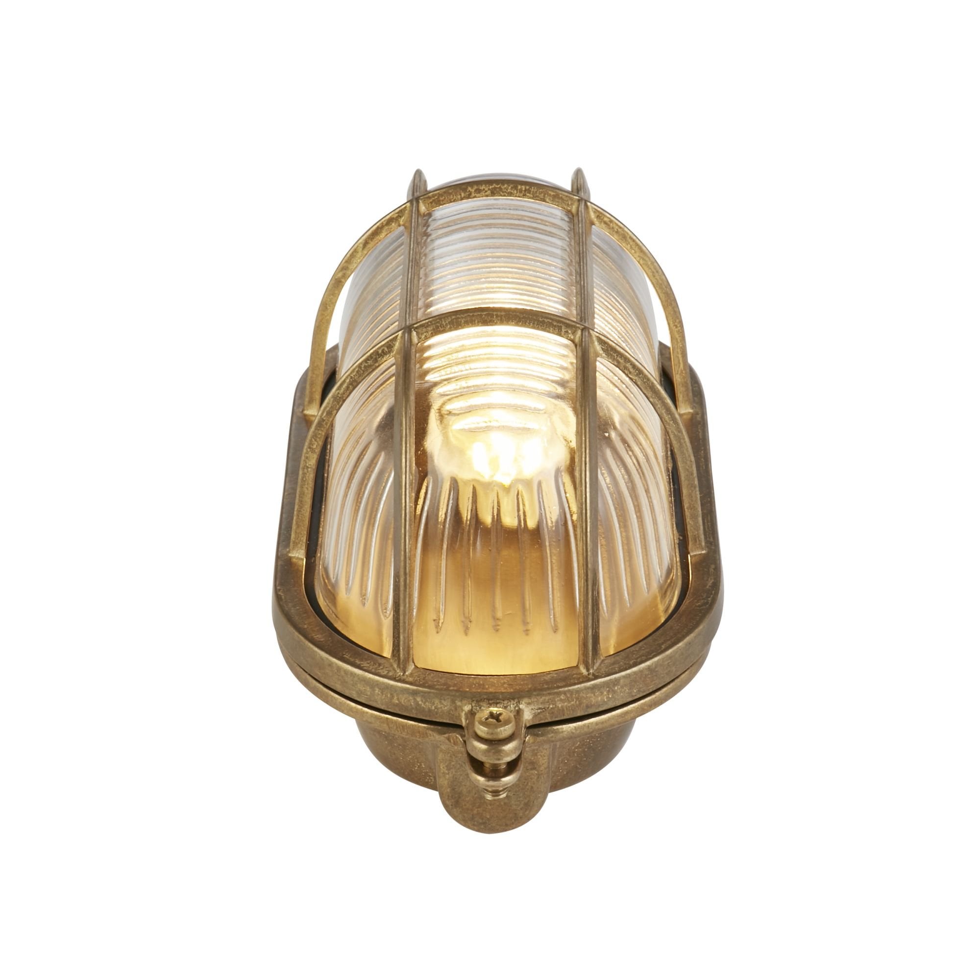 Searchlight Browside Oval Outdoor Light - Solid Brass & Ribbed Glass