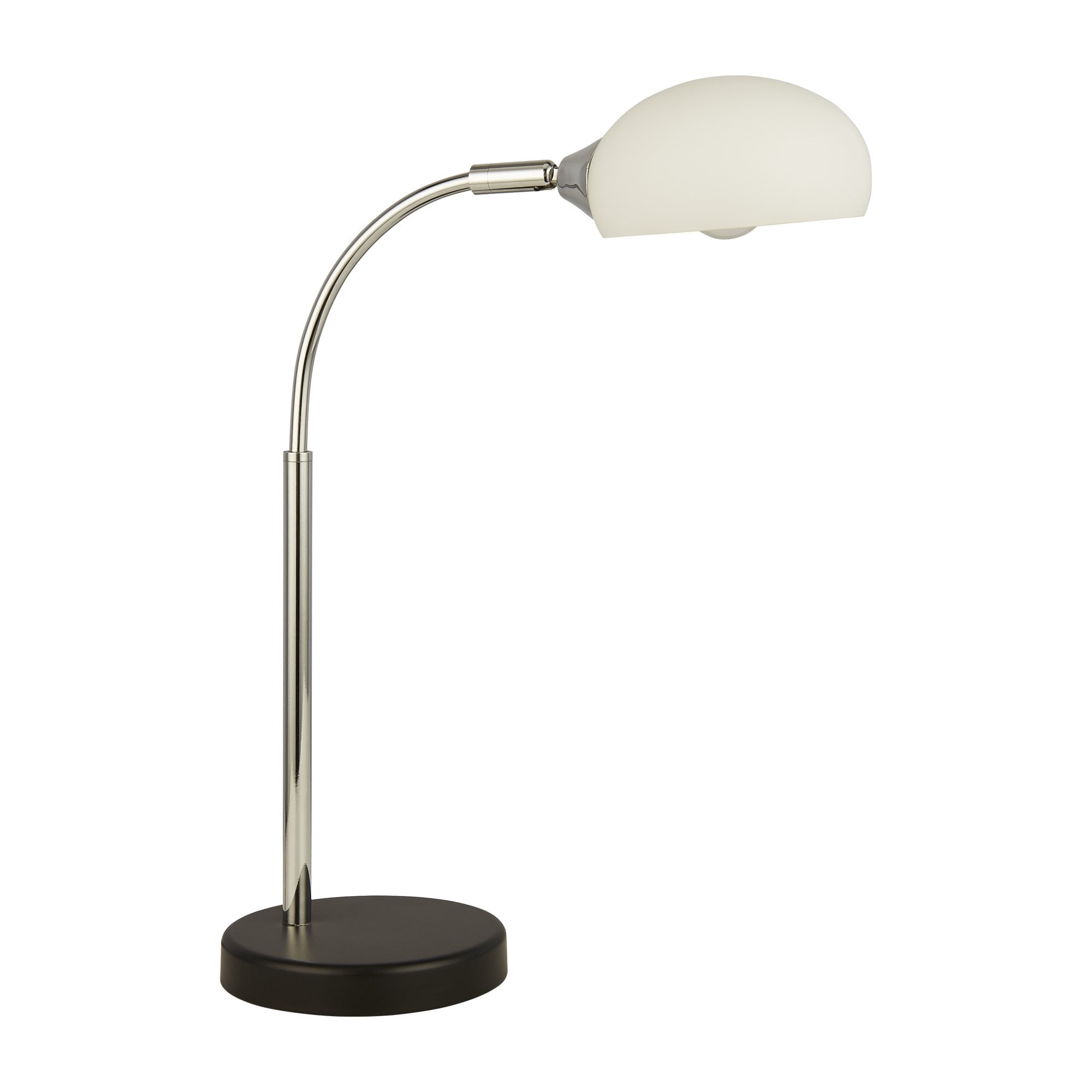 Searchlight Ashdale Table Lamp - Black & Chrome Metal & Opal Glass Shade