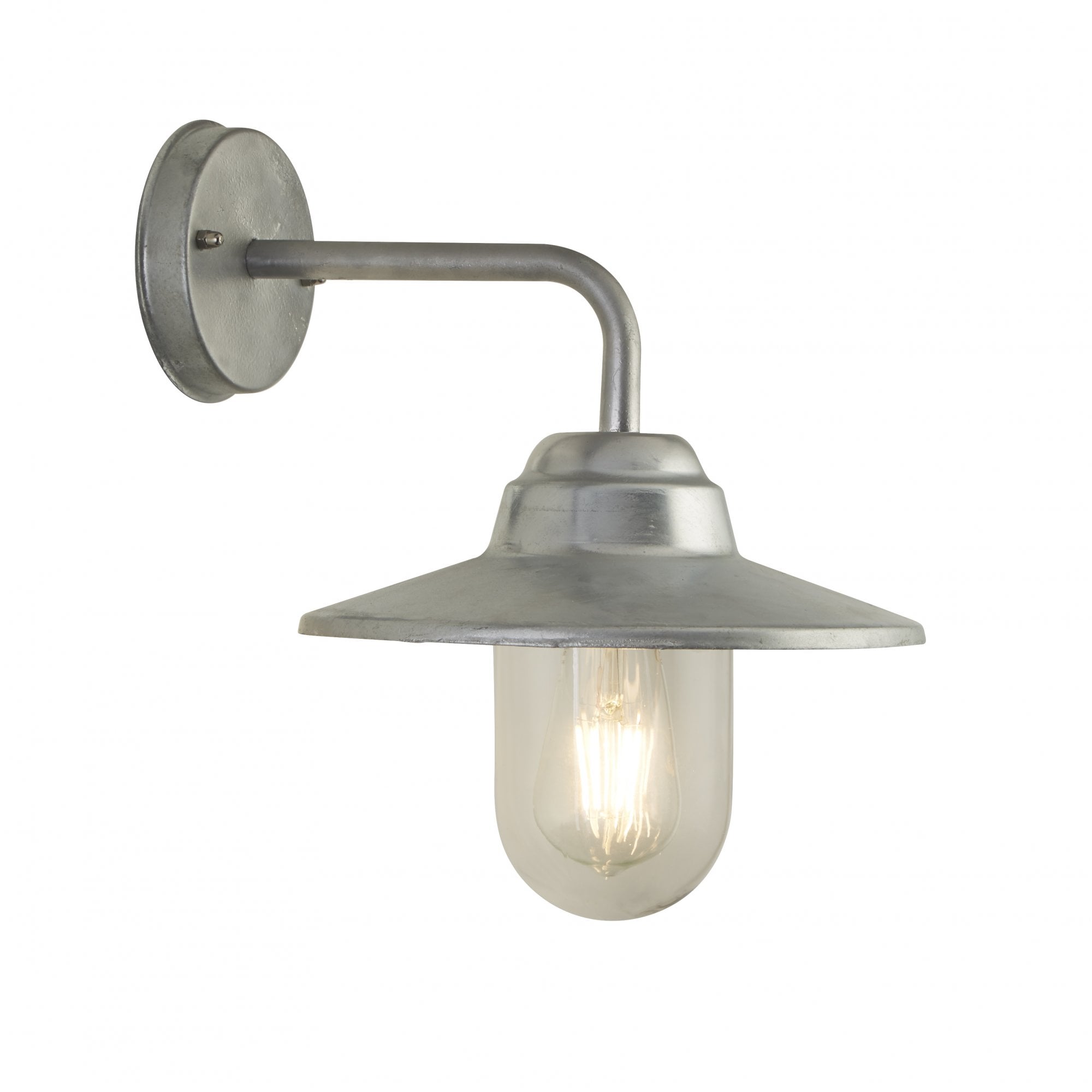 Searchlight Tarlton Outdoor Wall Light - Galvanised Metal & Clear Glass