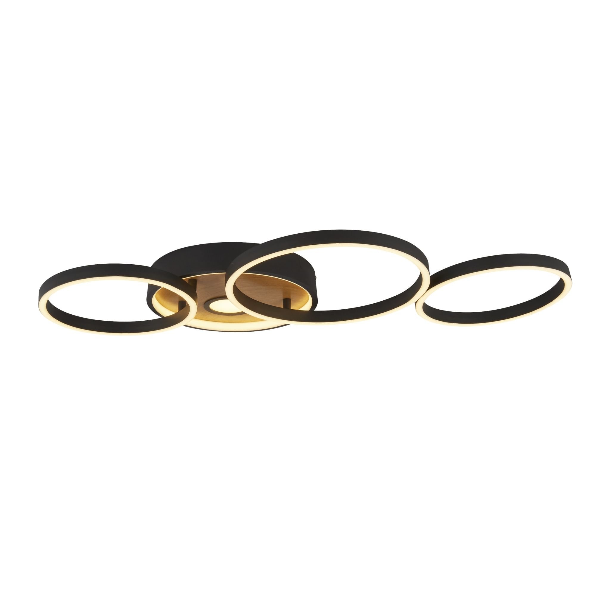 Searchlight Chambers Flush - Black Metal & Wood
