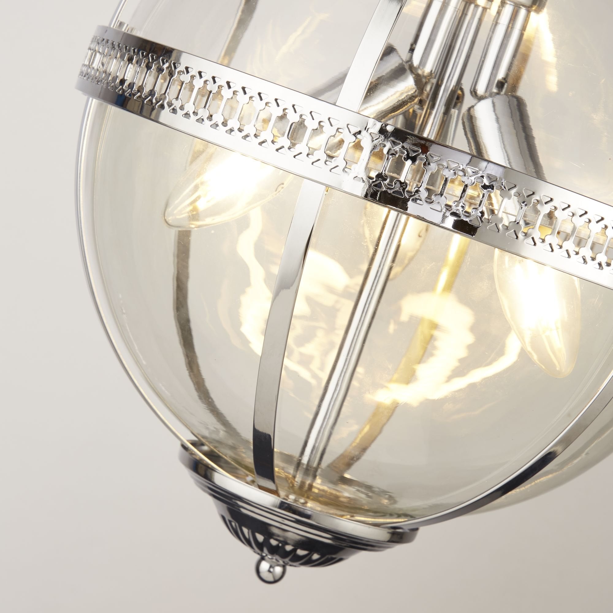 Searchlight Cedardale 3 Light Pendant - Chrome & Glass