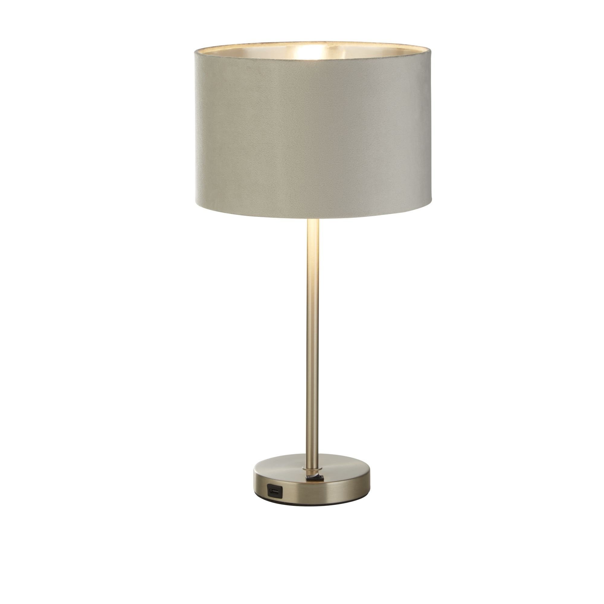 Searchlight Fairview USB Table Lamp Base - Satin Nickel - Base Only