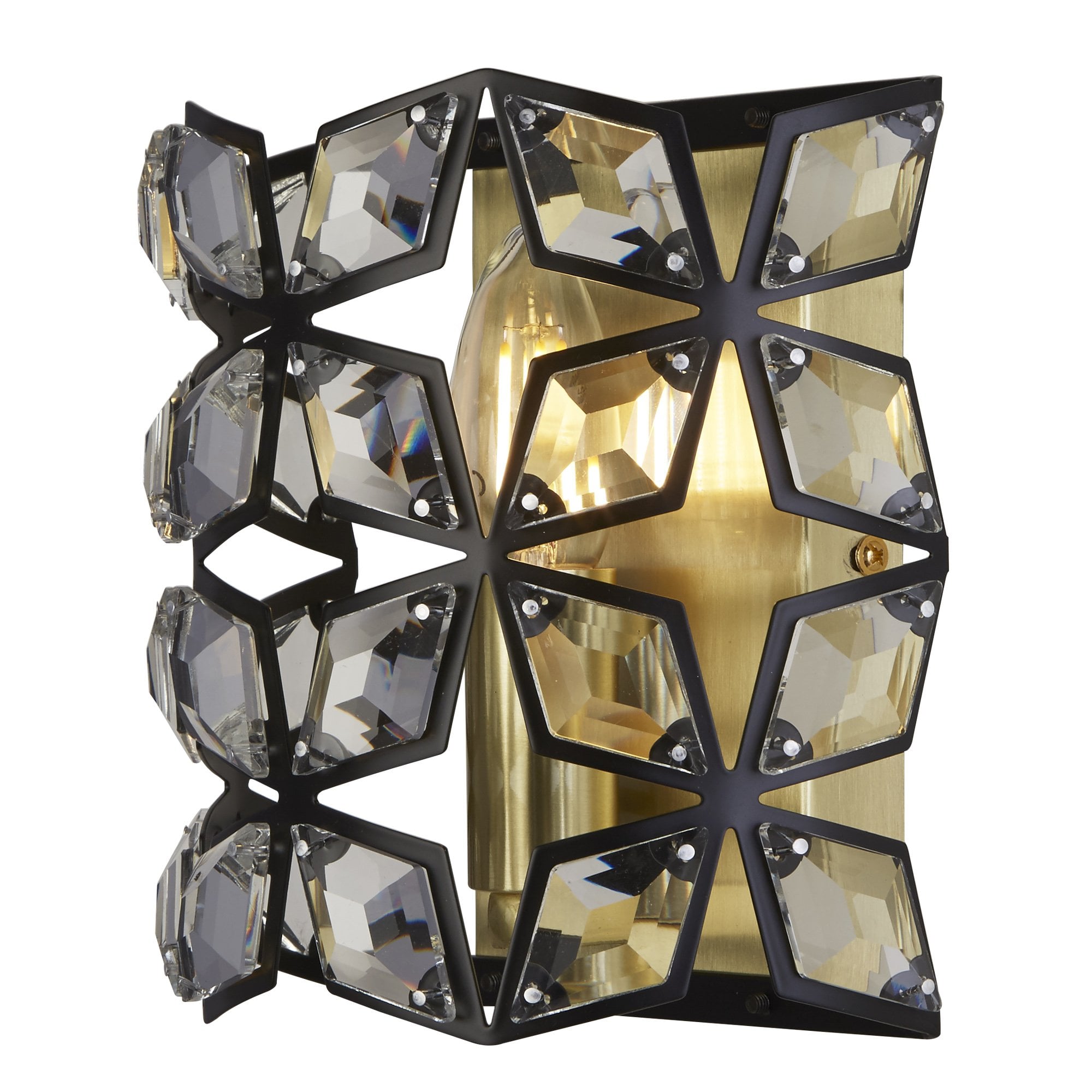 Searchlight Islington Wall Light - Black, Crystal & Brass