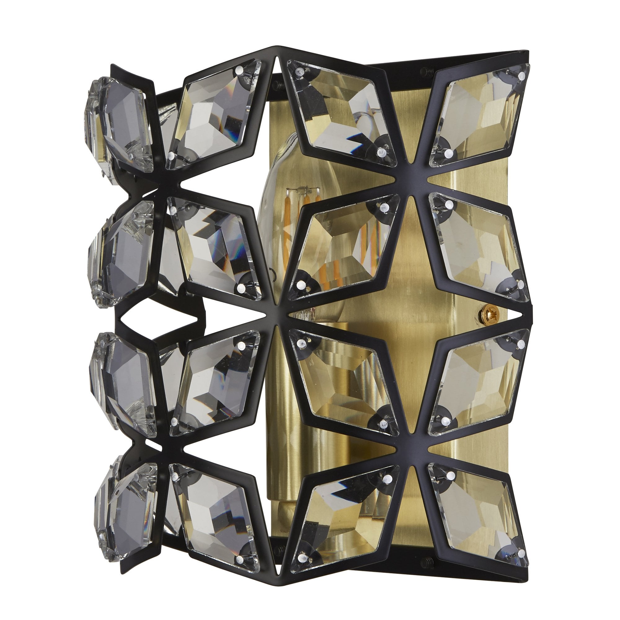 Searchlight Islington Wall Light - Black, Crystal & Brass