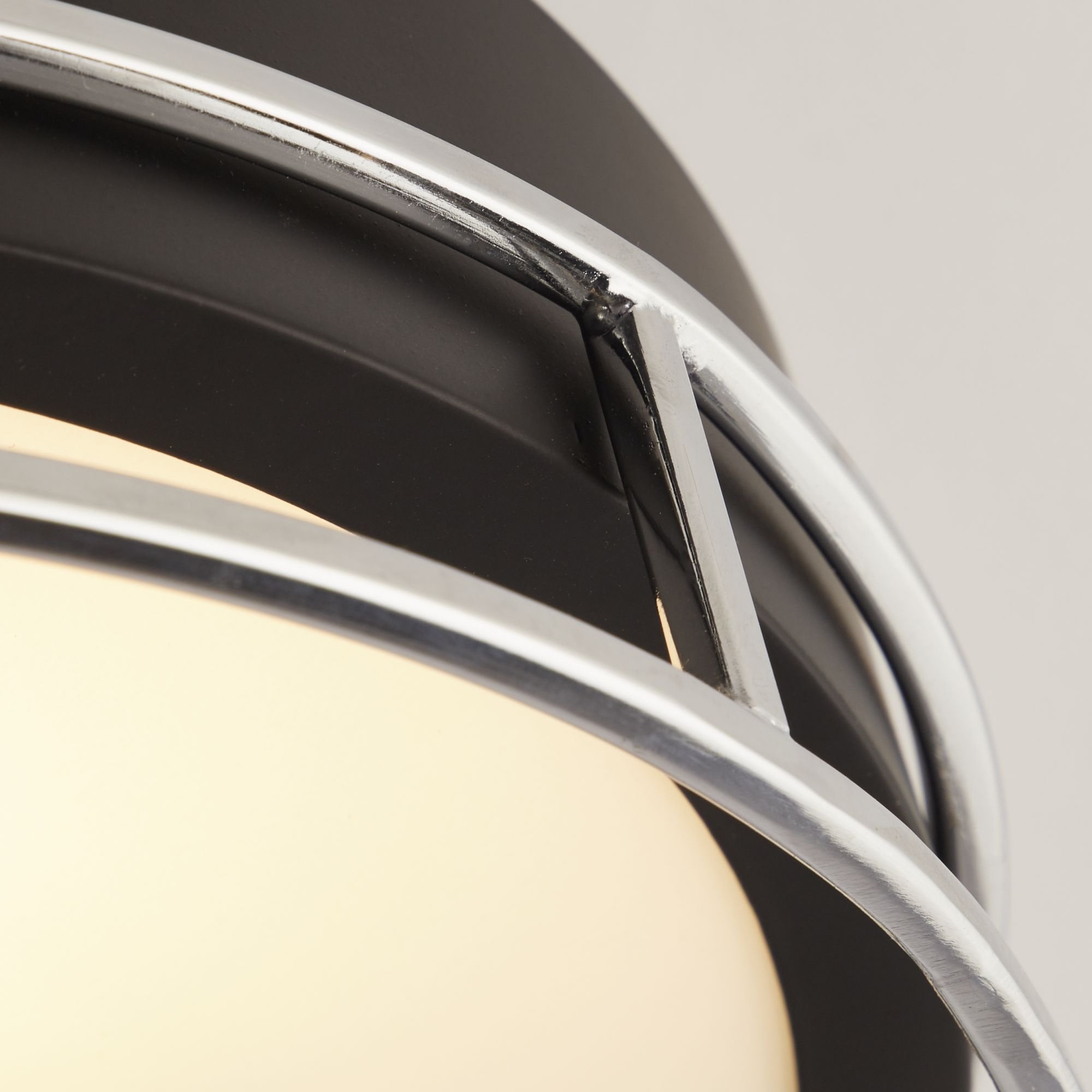 Searchlight Peel 2 Light Flush - Black, Chrome & Frosted Glass
