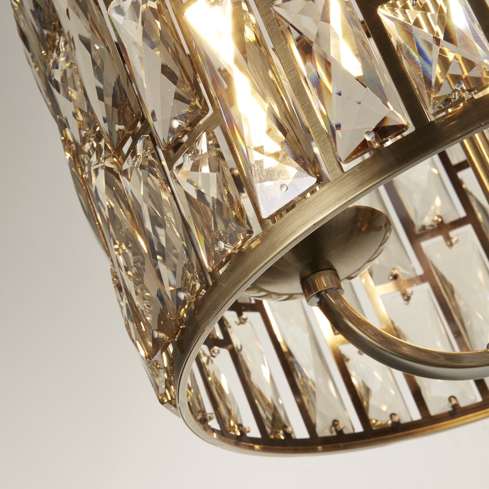 Searchlight Becket 3 Light Pendant - Antique Brass & Champagne Glass