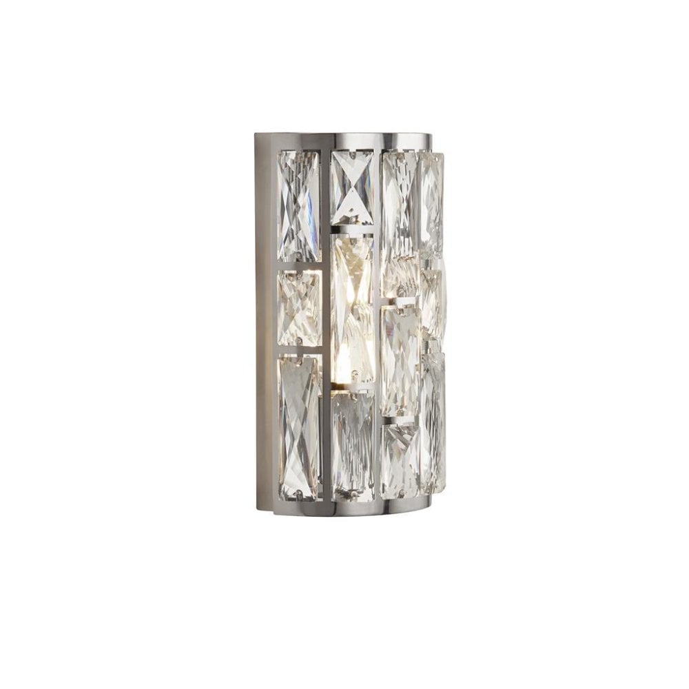 Searchlight Becket 2 Light Wall Light - Chrome & Crystal Glass