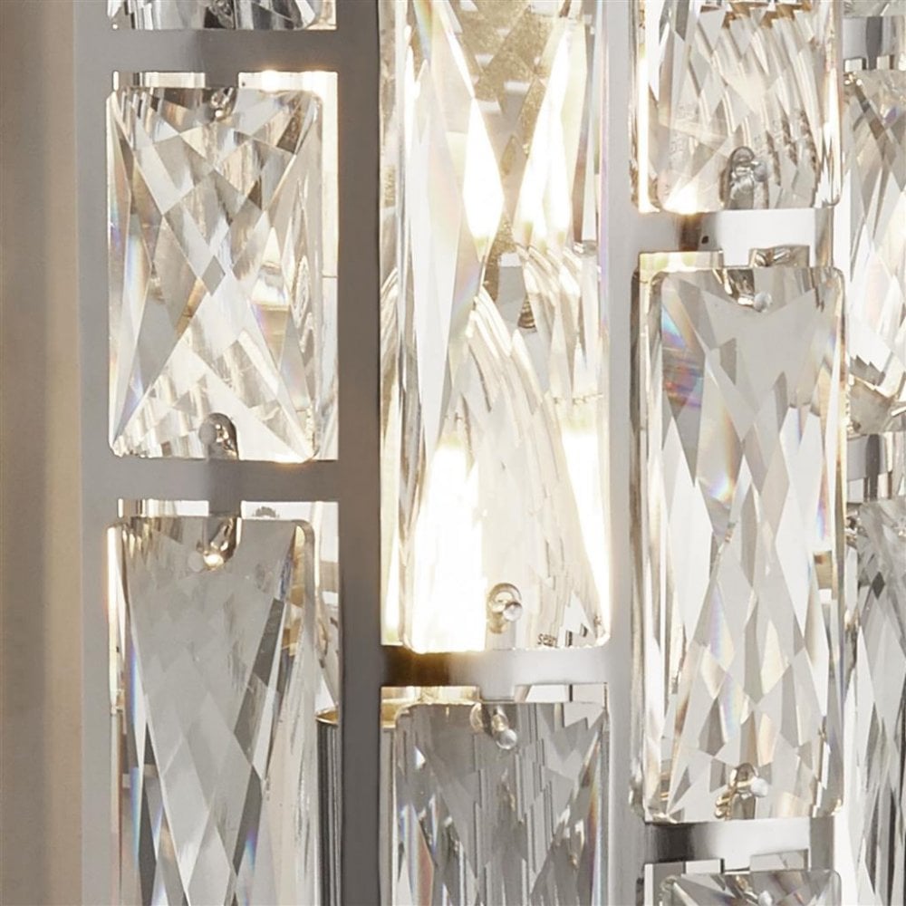 Searchlight Becket 2 Light Wall Light - Chrome & Crystal Glass