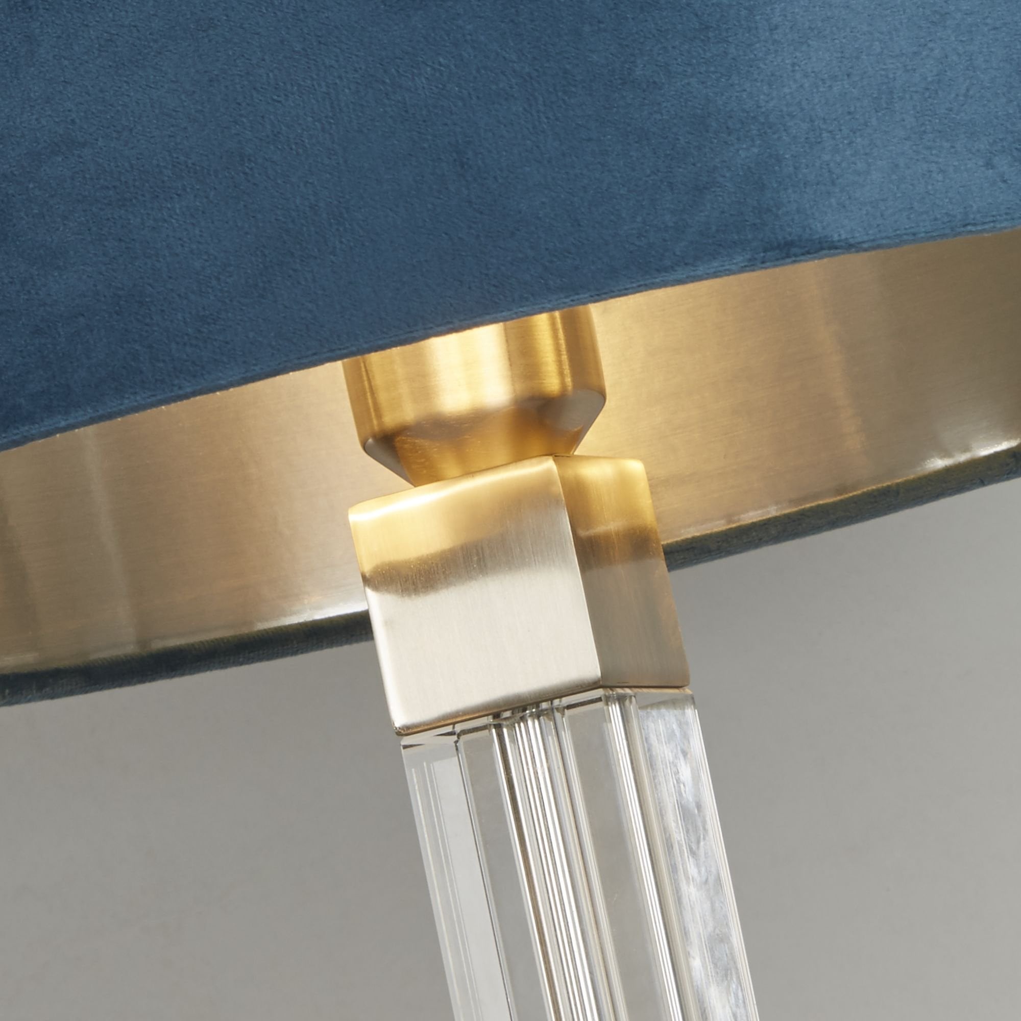 Searchlight Sarah Table Lamp - Crystal, Satin Nickel & Teal Velvet