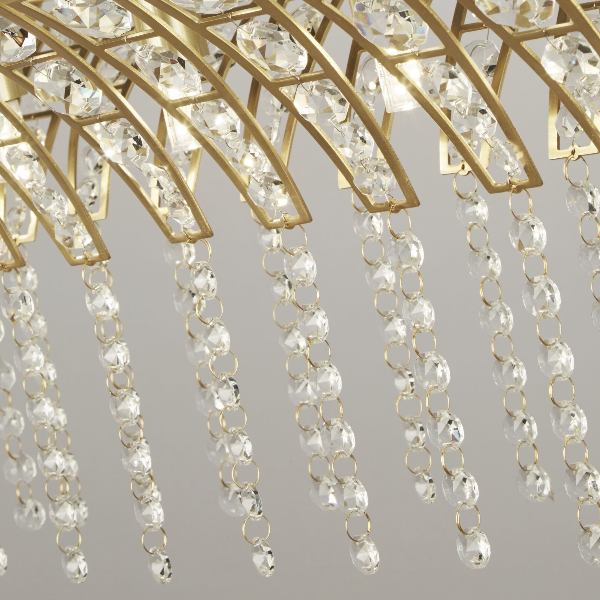 Searchlight Gardeners 8 Light Bar Pendant - Satin Brass & Clear Crystal