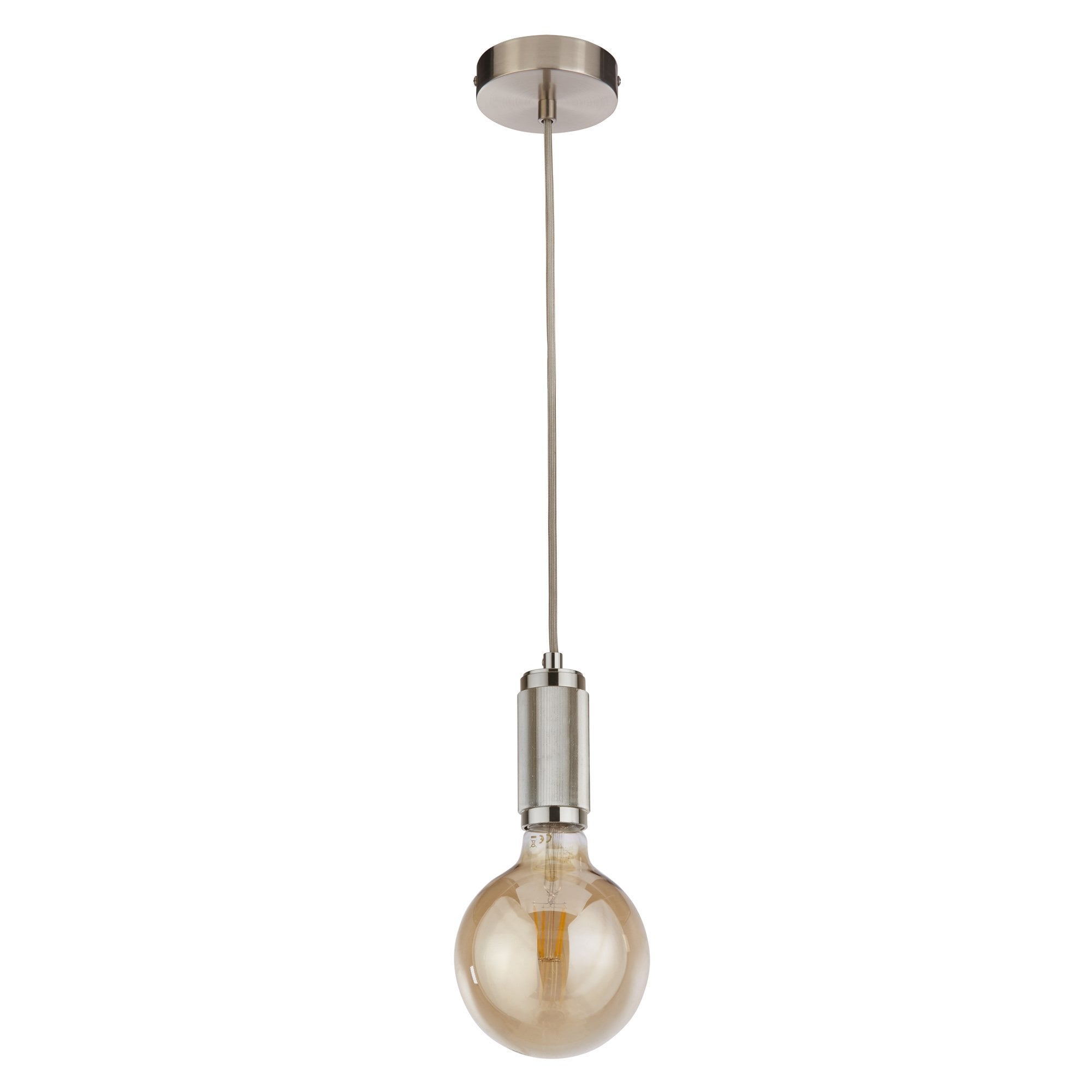 Searchlight Suspension Cable - Satin Silver & Grey Braided Cable