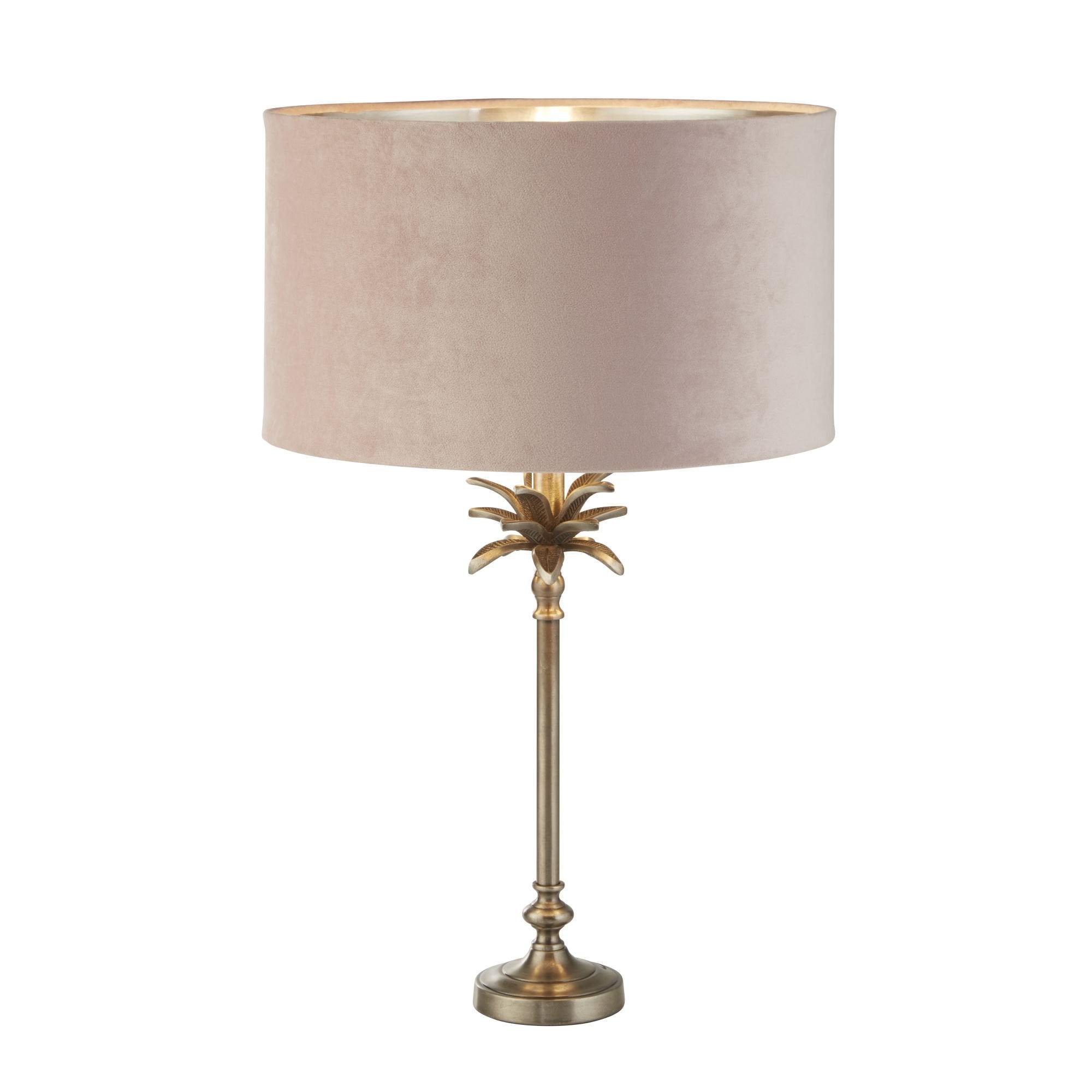 Searchlight Paisley Table Lamp - Antique Nickel & Pink Velvet Shade