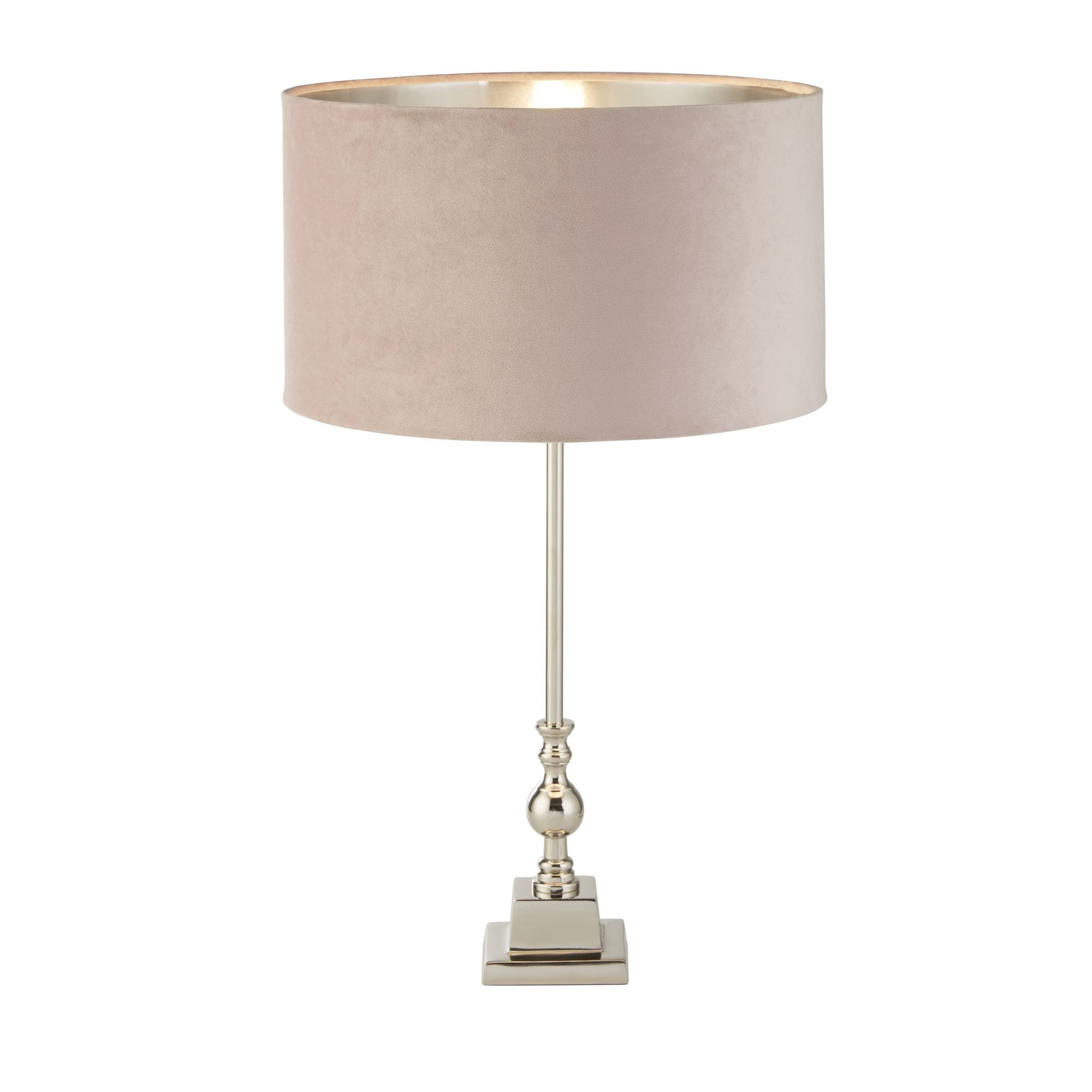 Searchlight Woodside Table Lamp - Chrome & Pink Velvet Shade