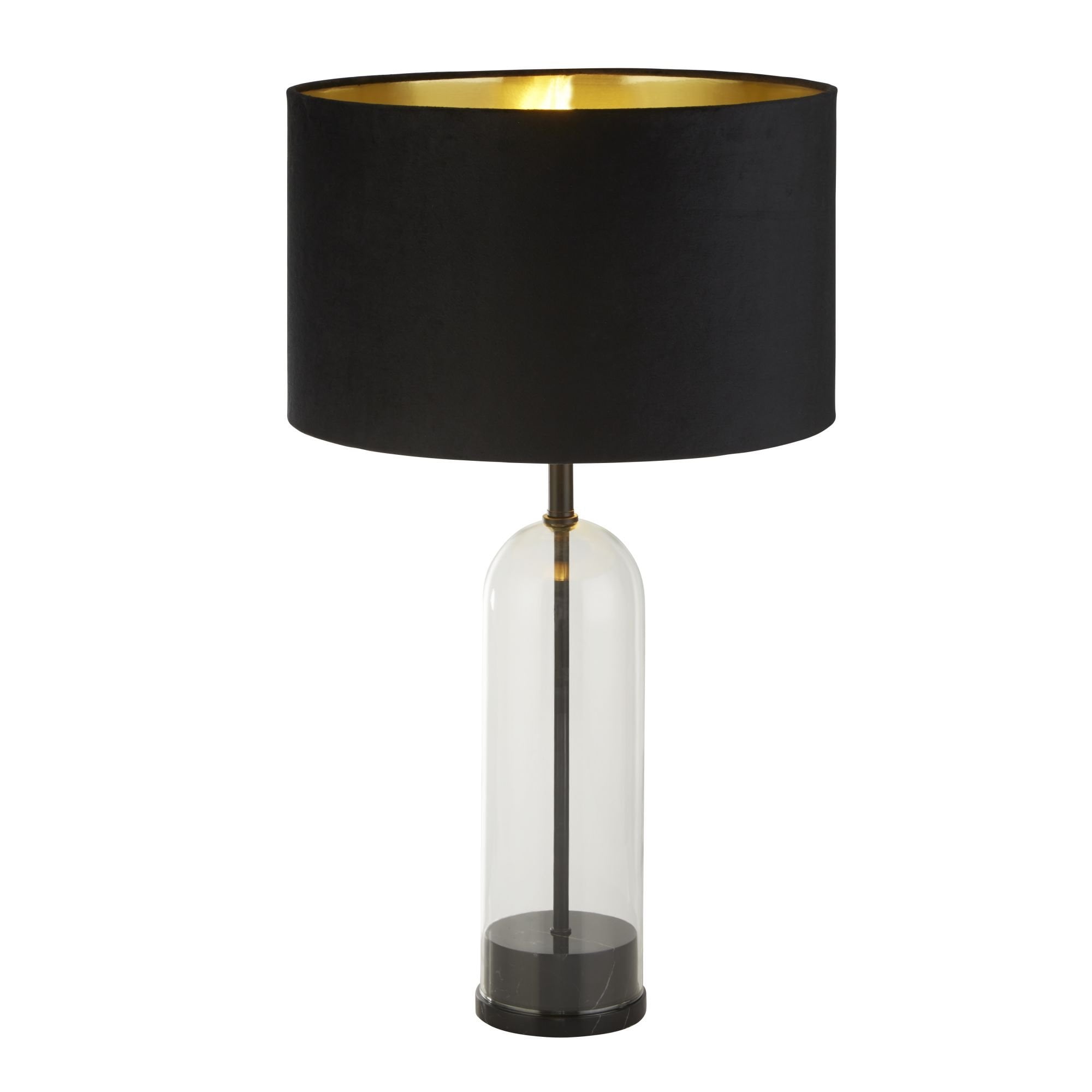 Searchlight Owen Table Lamp - Black, Glass, Marble & Black Velvet