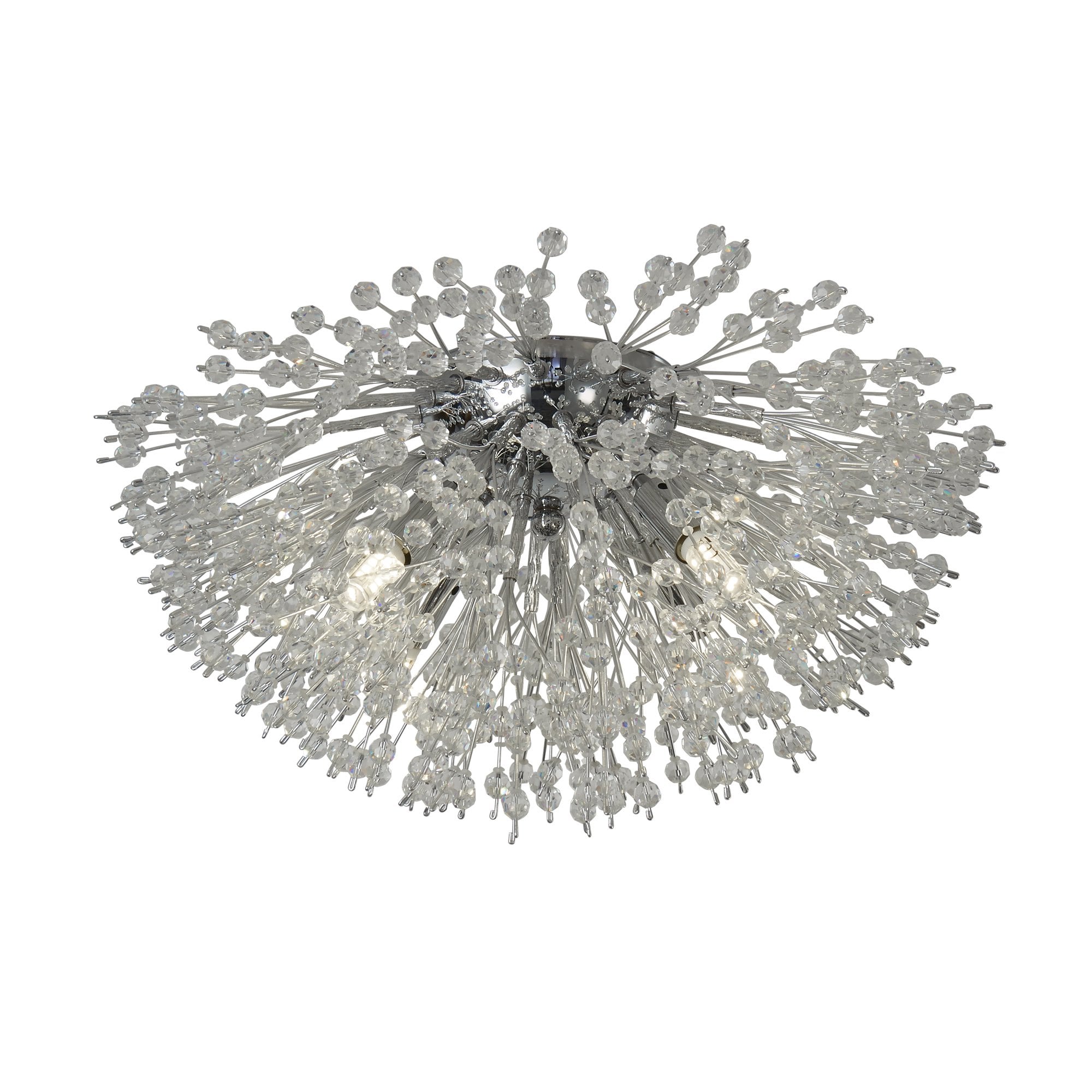 Searchlight Stevenson 4 Light Flush - Chrome & Glass Beads