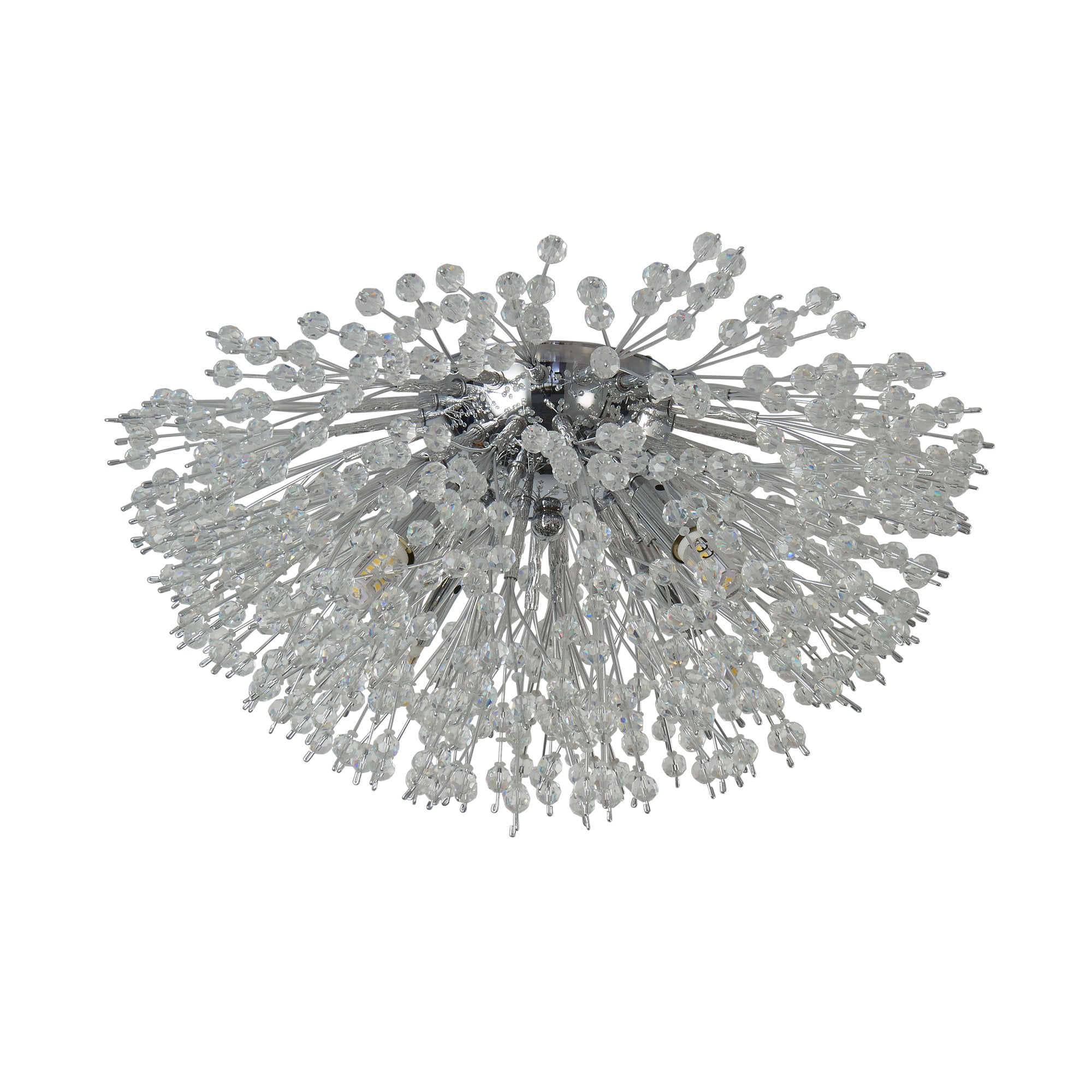 Searchlight Stevenson 4 Light Flush - Chrome & Glass Beads