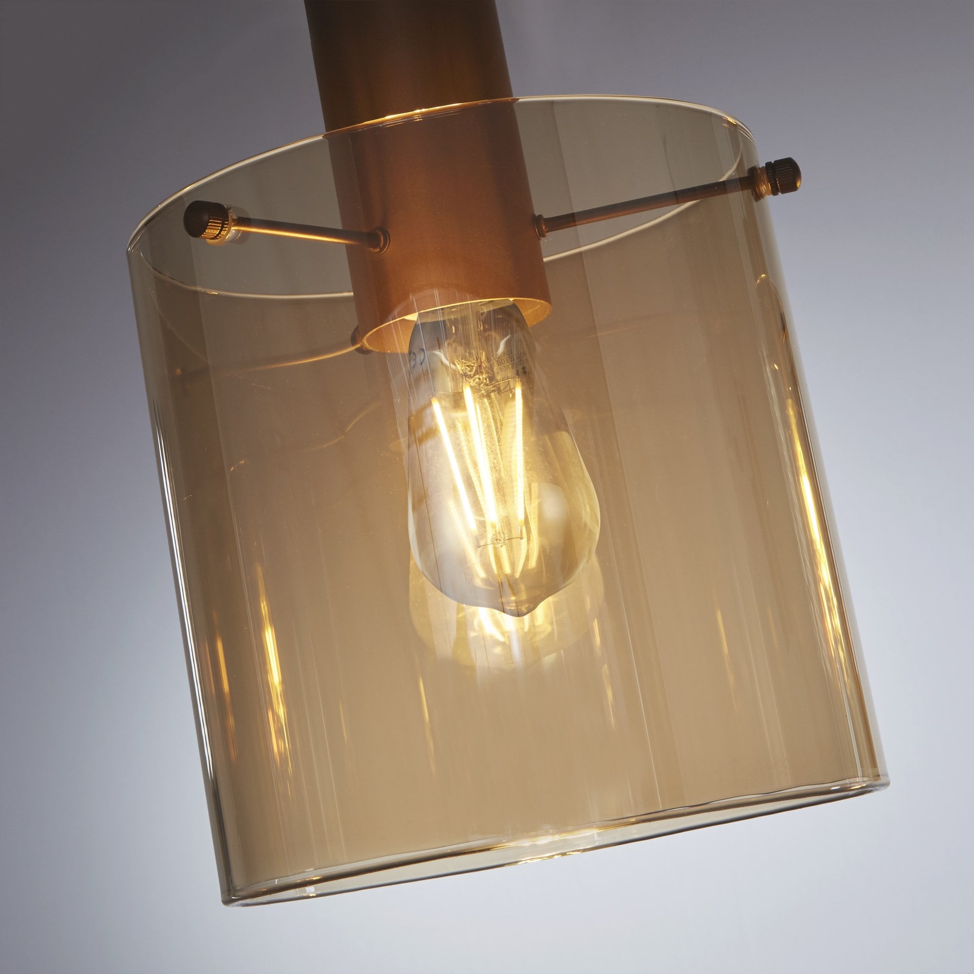 Searchlight Stirling 4 Light Bar Pendant - Mocha & Amber Glass