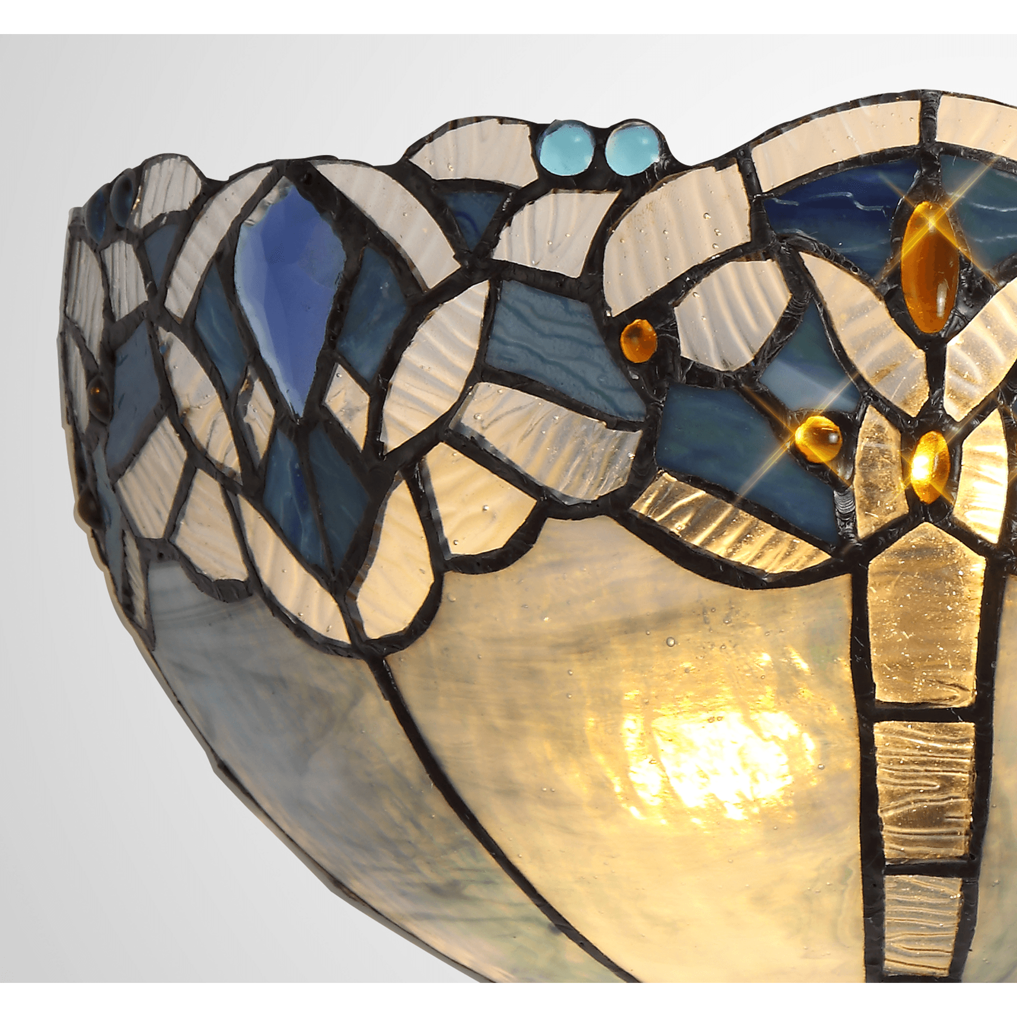 Fabula Newmans 2 Light Wall Lamp - 30cm Tiffany Shade - Blue