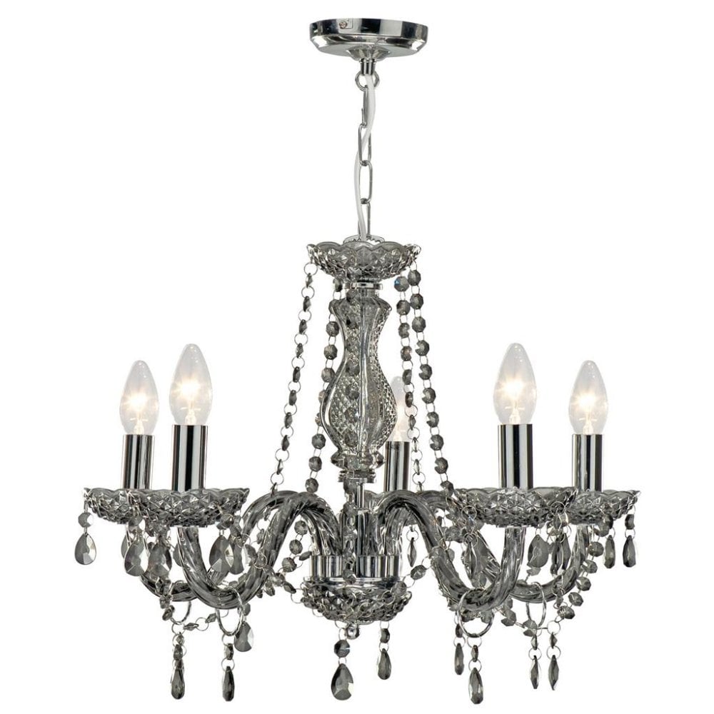 Searchlight Maple 5 Light Pendant - Smoked Grey Glass